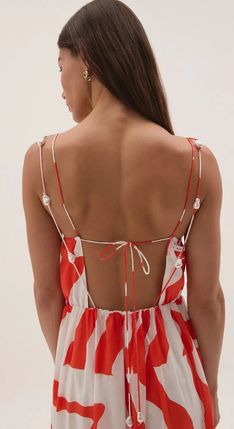 Aje Studios Marley Tiered Maxi Dress Coral Zebra Size AU 14 - Image 2