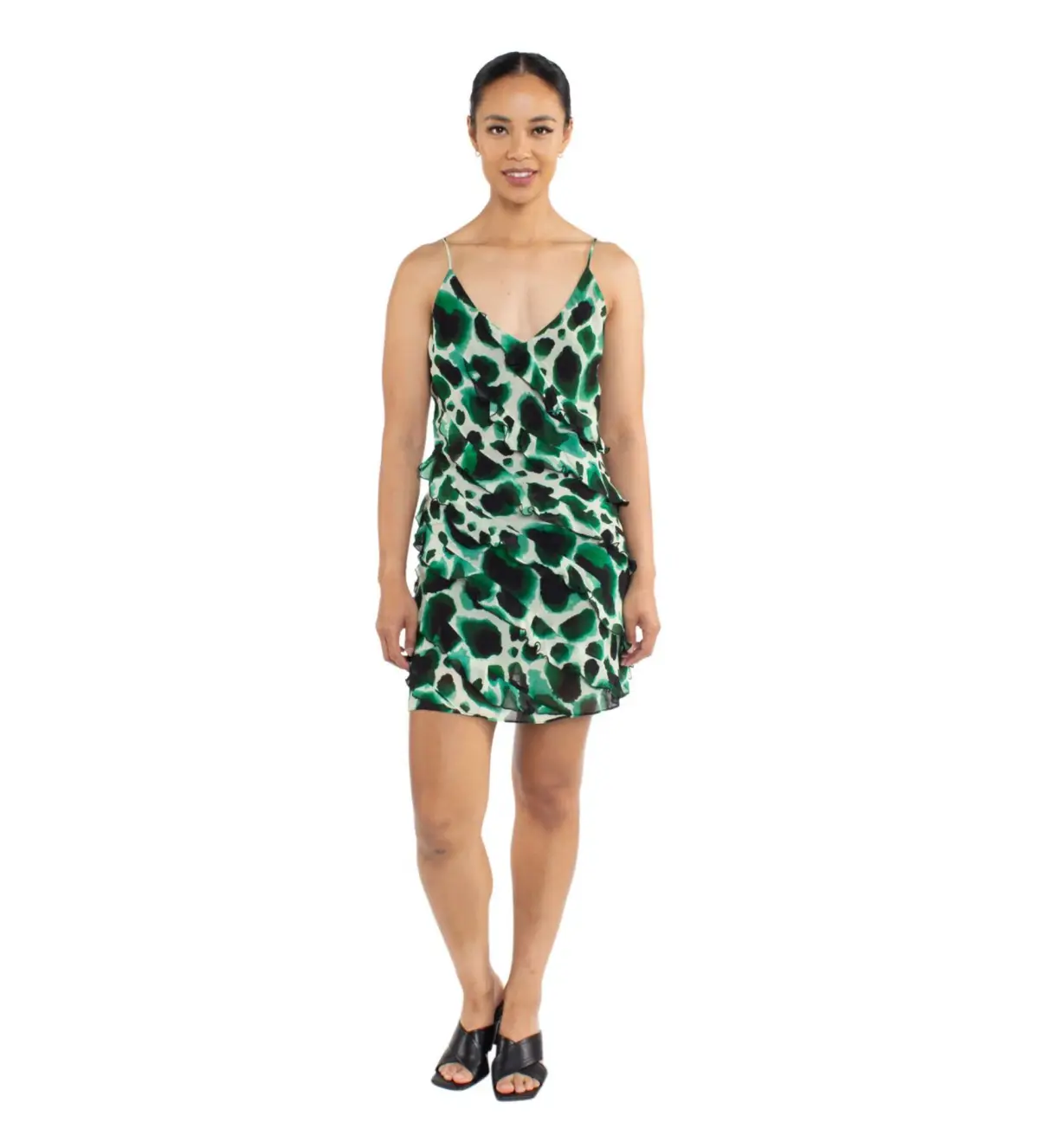 Rat and Boa Vale Mini Dress Green Print Size AU 6 - Image 1