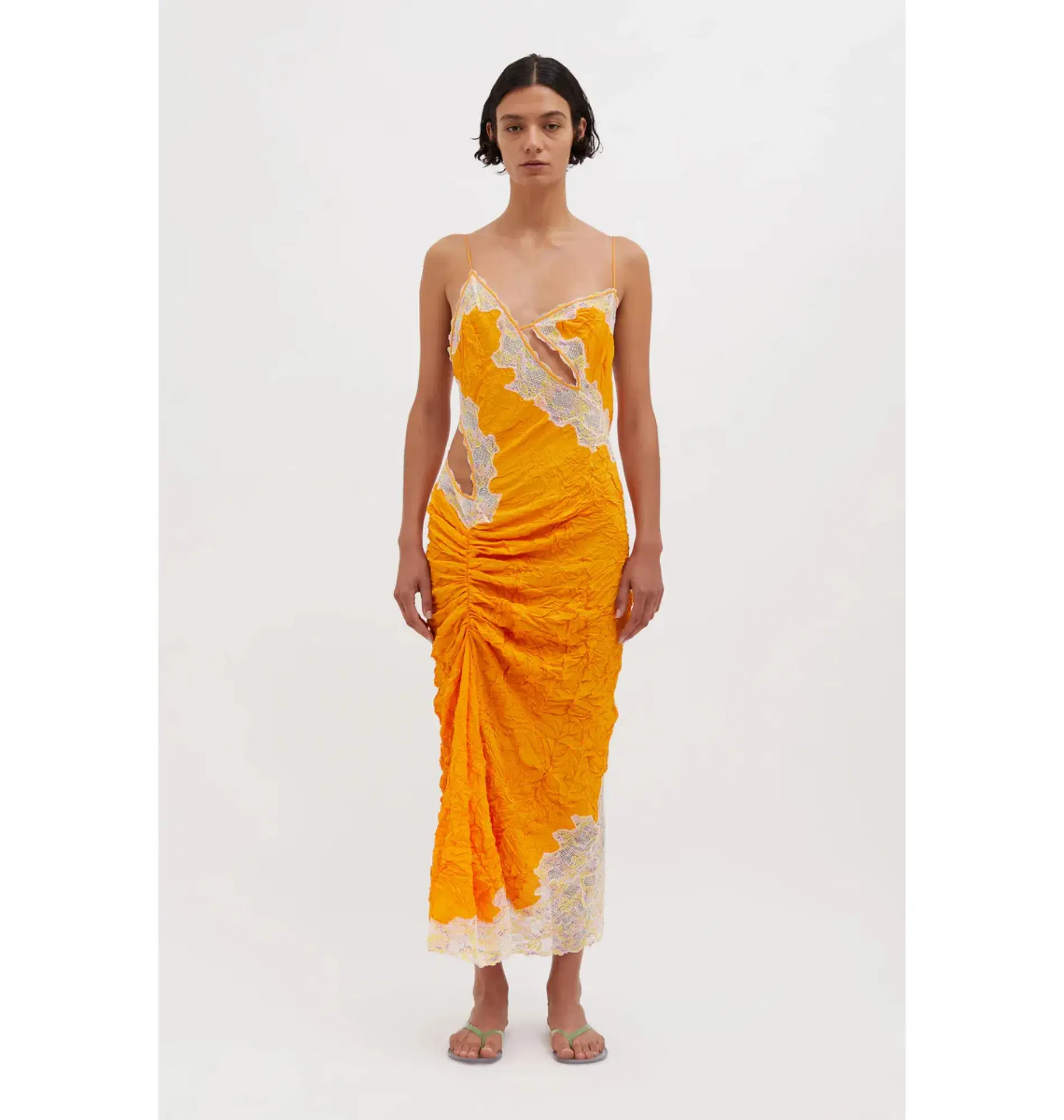 Christopher Esber Crimped Lace Cami Dress Valencia/Multi Size AU 4  - Image 1