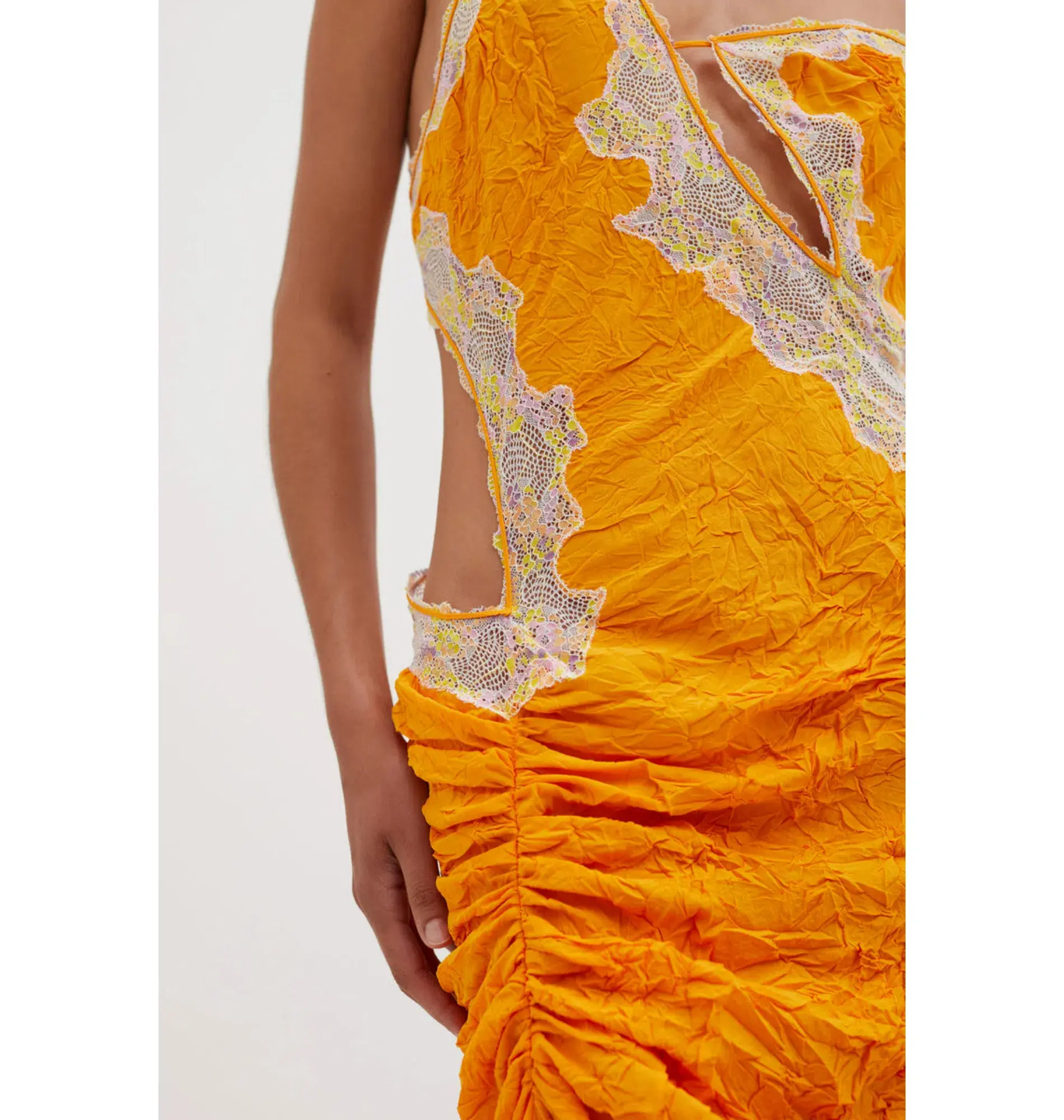 Christopher Esber Crimped Lace Cami Dress Valencia/Multi Size AU 4  - Image 5