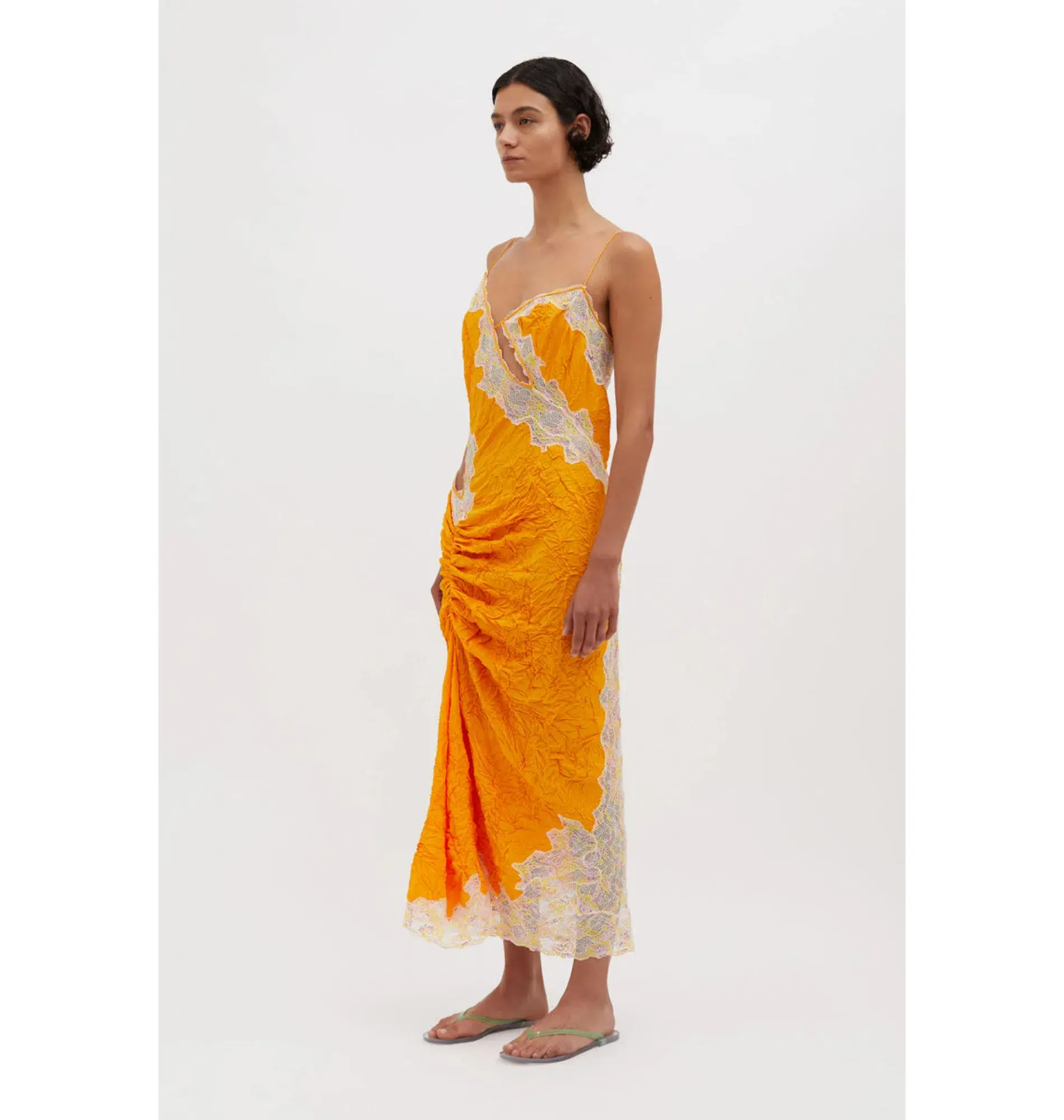 Christopher Esber Crimped Lace Cami Dress Valencia/Multi Size AU 4  - Image 3
