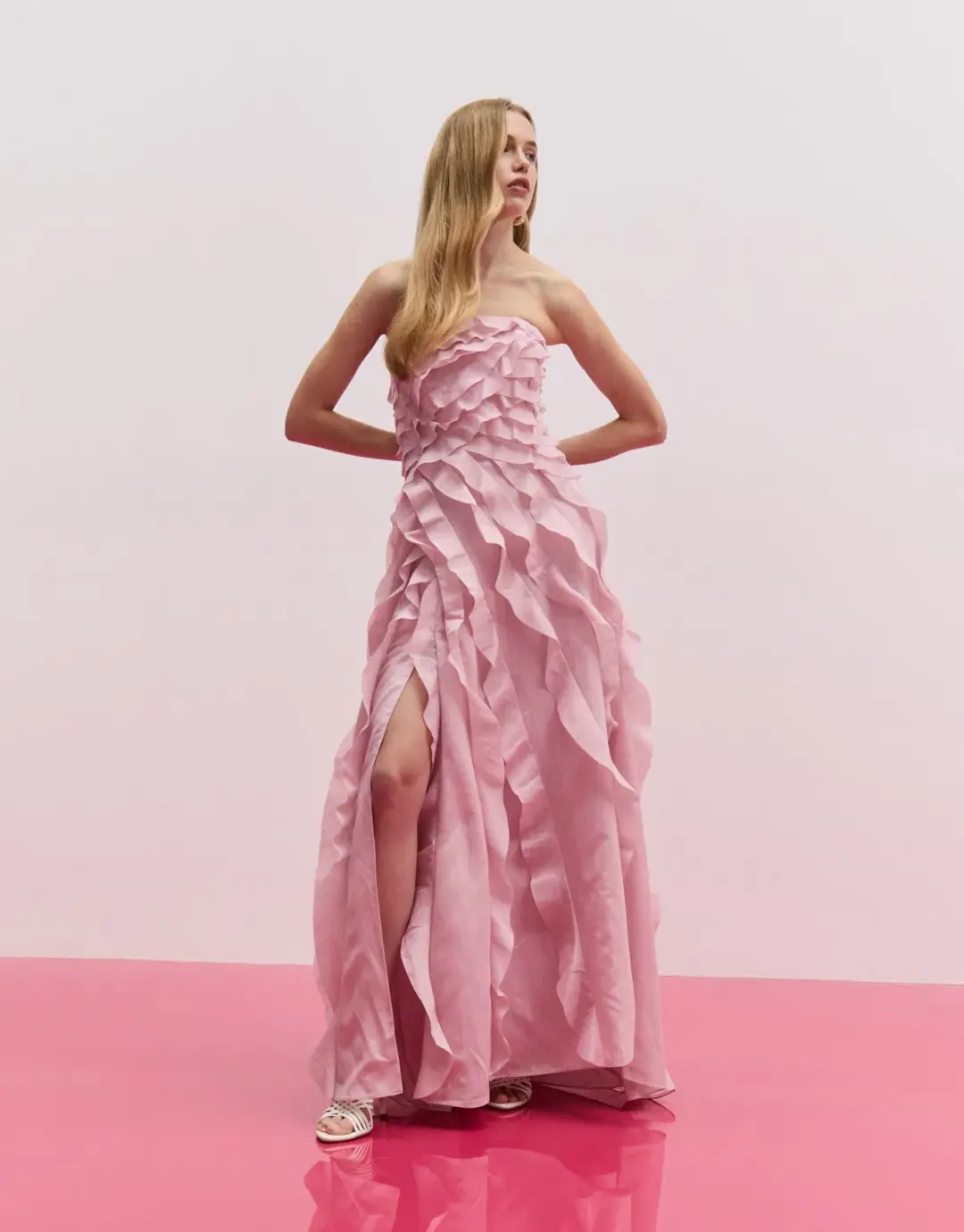 Aje Allairie Gown in Chalk Pink Size 10 for rent on The Volte - main image