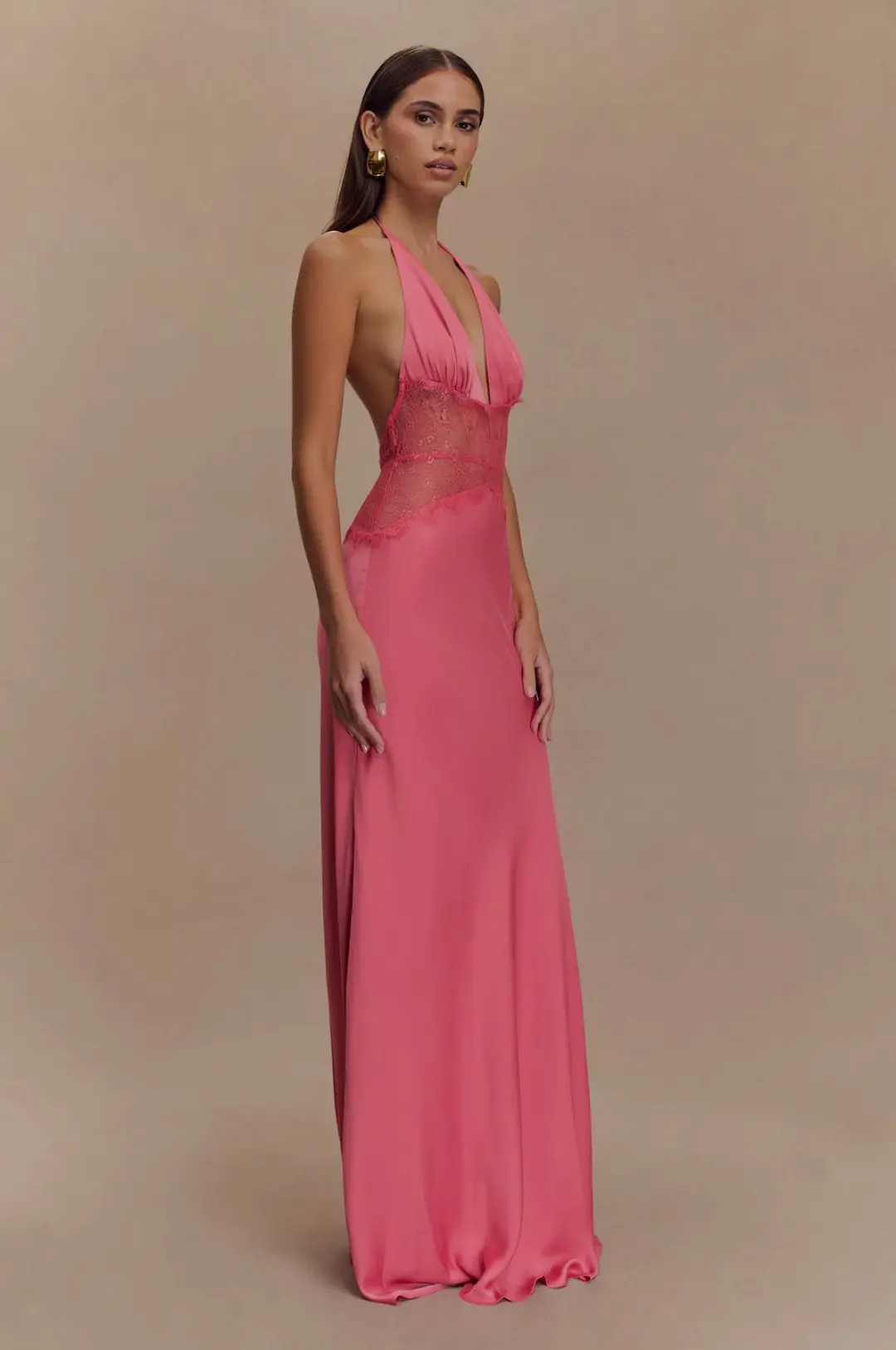 Meshki Dinah Lace and Satin Maxi Blush Rose Size S / AU 8 for rent on The Volte - main image