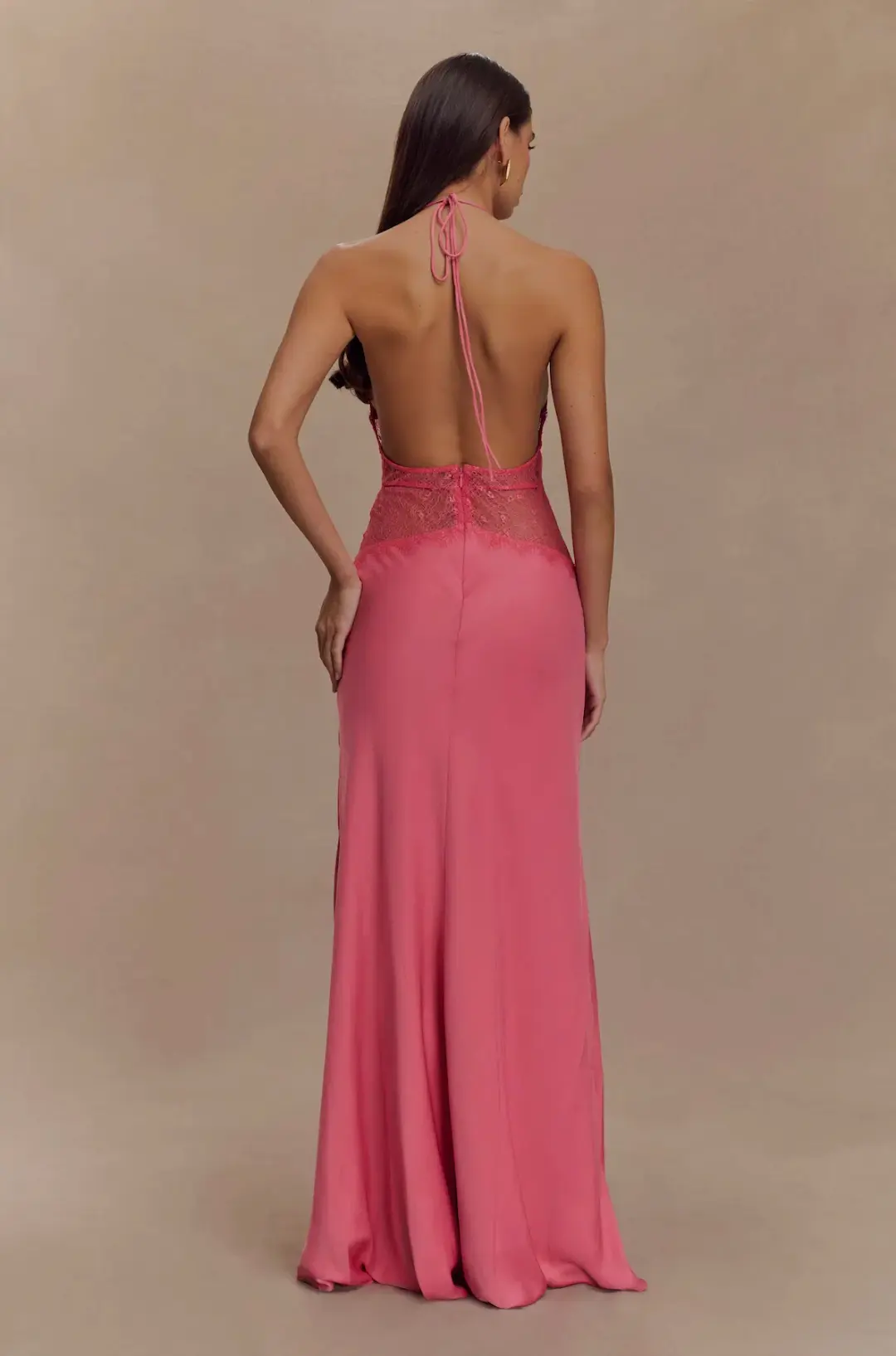 Meshki Dinah Lace and Satin Maxi Blush Rose Size S / AU 8 for rent on The Volte - main image