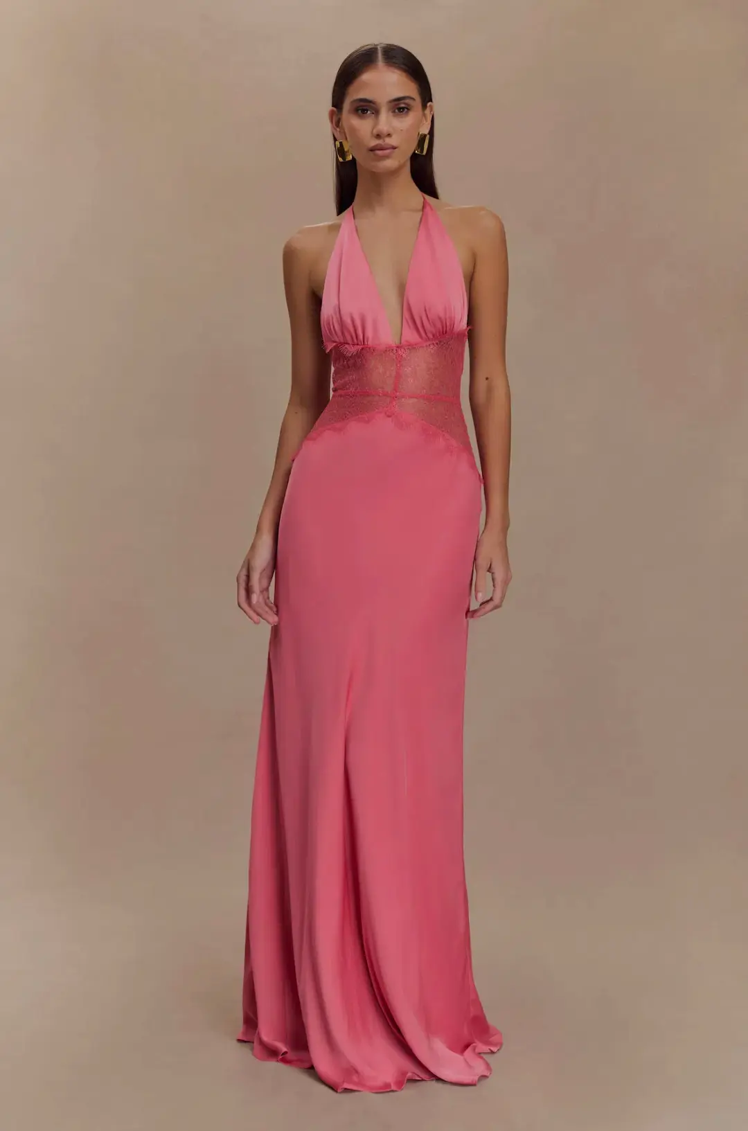 Meshki Dinah Lace and Satin Maxi Blush Rose Size S / AU 8 for rent on The Volte - main image