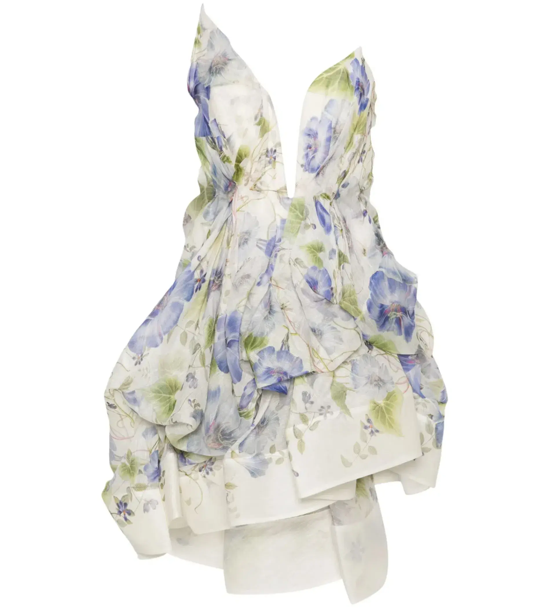 Zimmermann Natura Drape Mini Dress Blue Floral Size 0/ AU 8 - Image 4