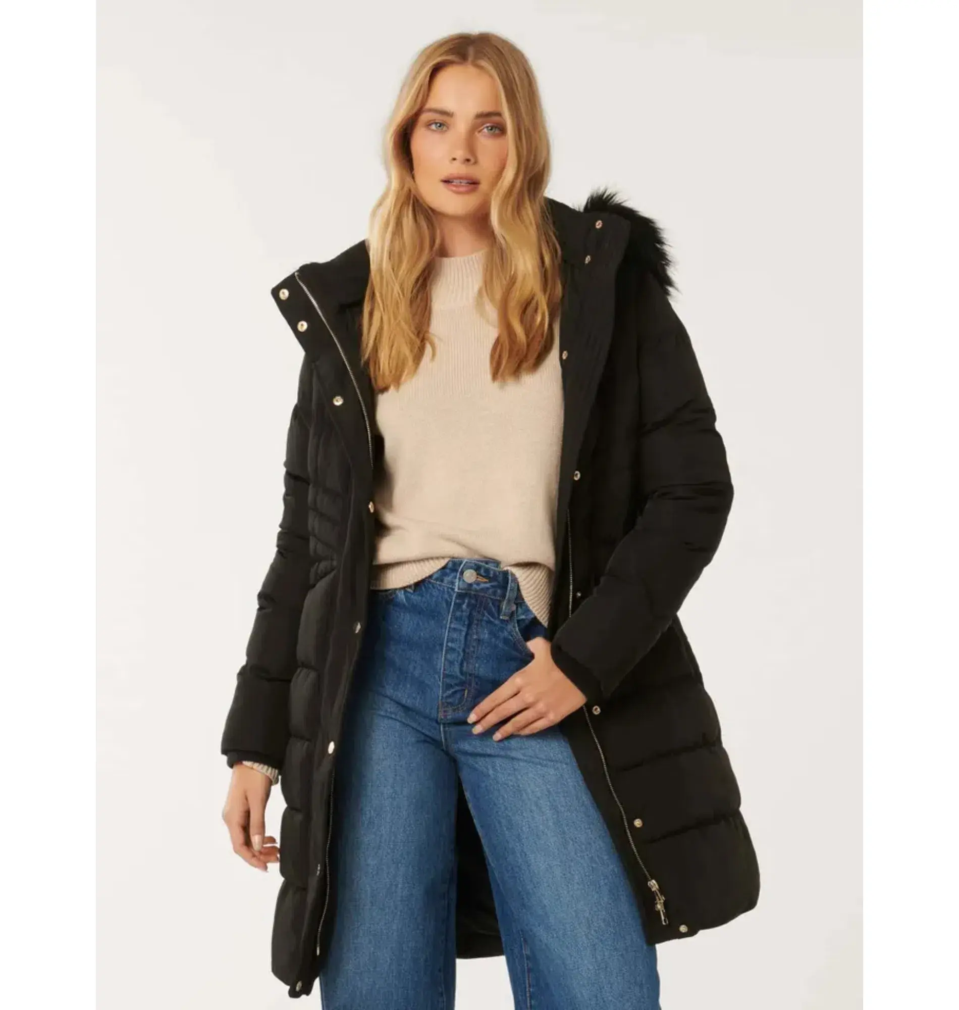 Ariana Belted Puffa Jacket Black Size 16 - Image 1