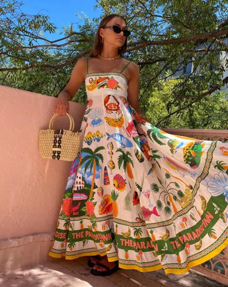 Alemais Paradiso Midi Sundress Multi Size 8  - Image 5