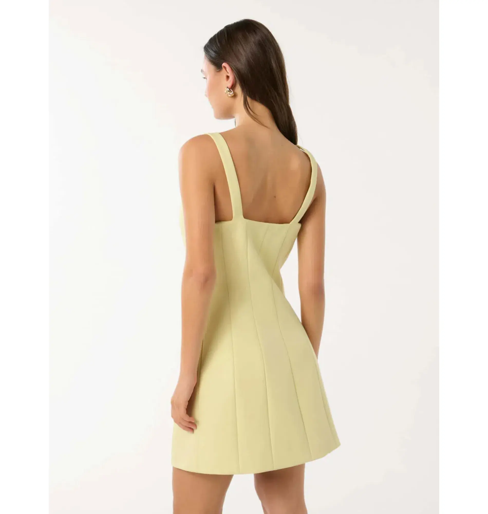 Forever New Penny Button Down Mini Dress Yellow Size 14 - Image 3