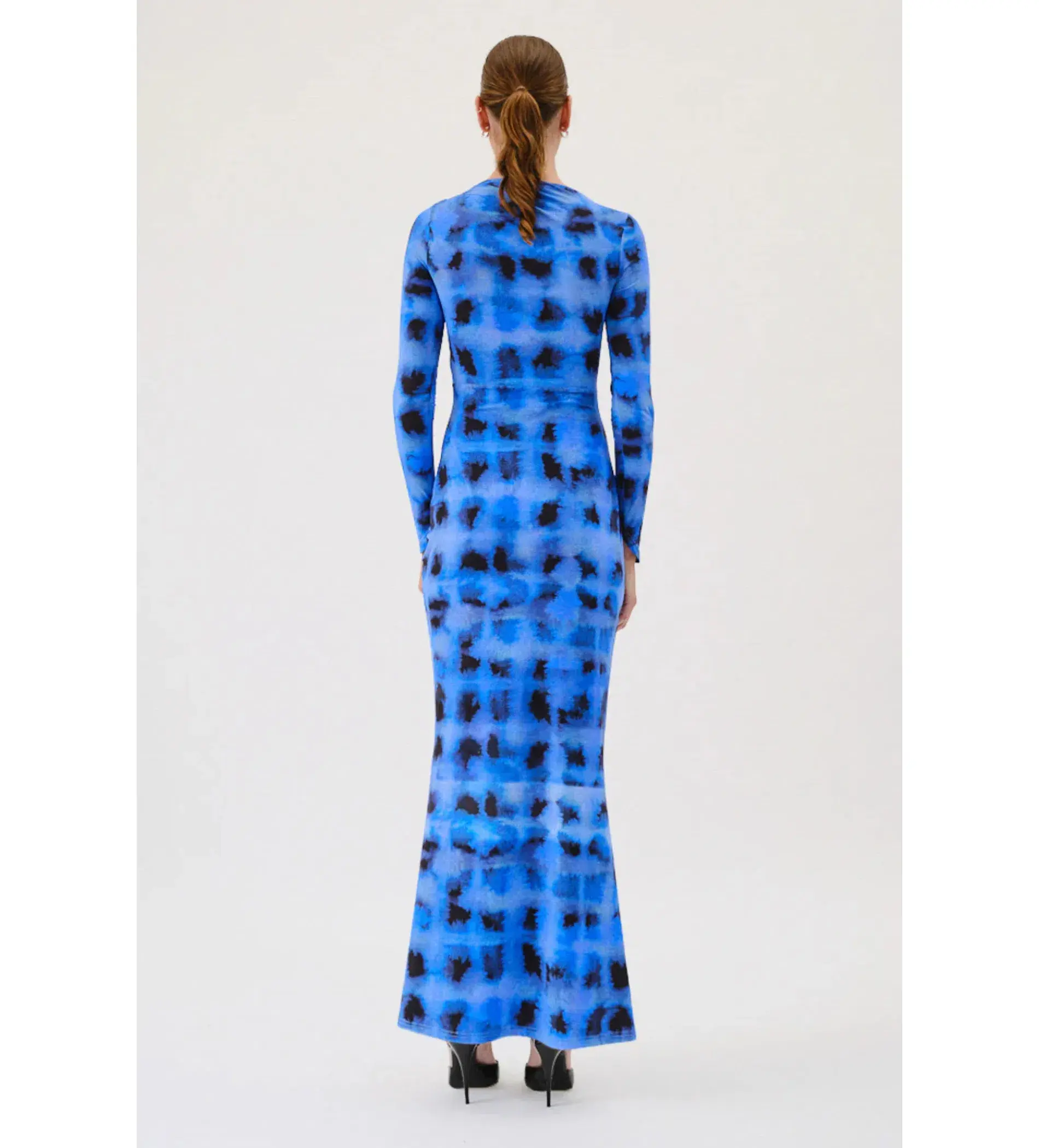 Suboo Shibori Long Sleeve Rouched Maxi Dress in Blue Size 10 - Image 3