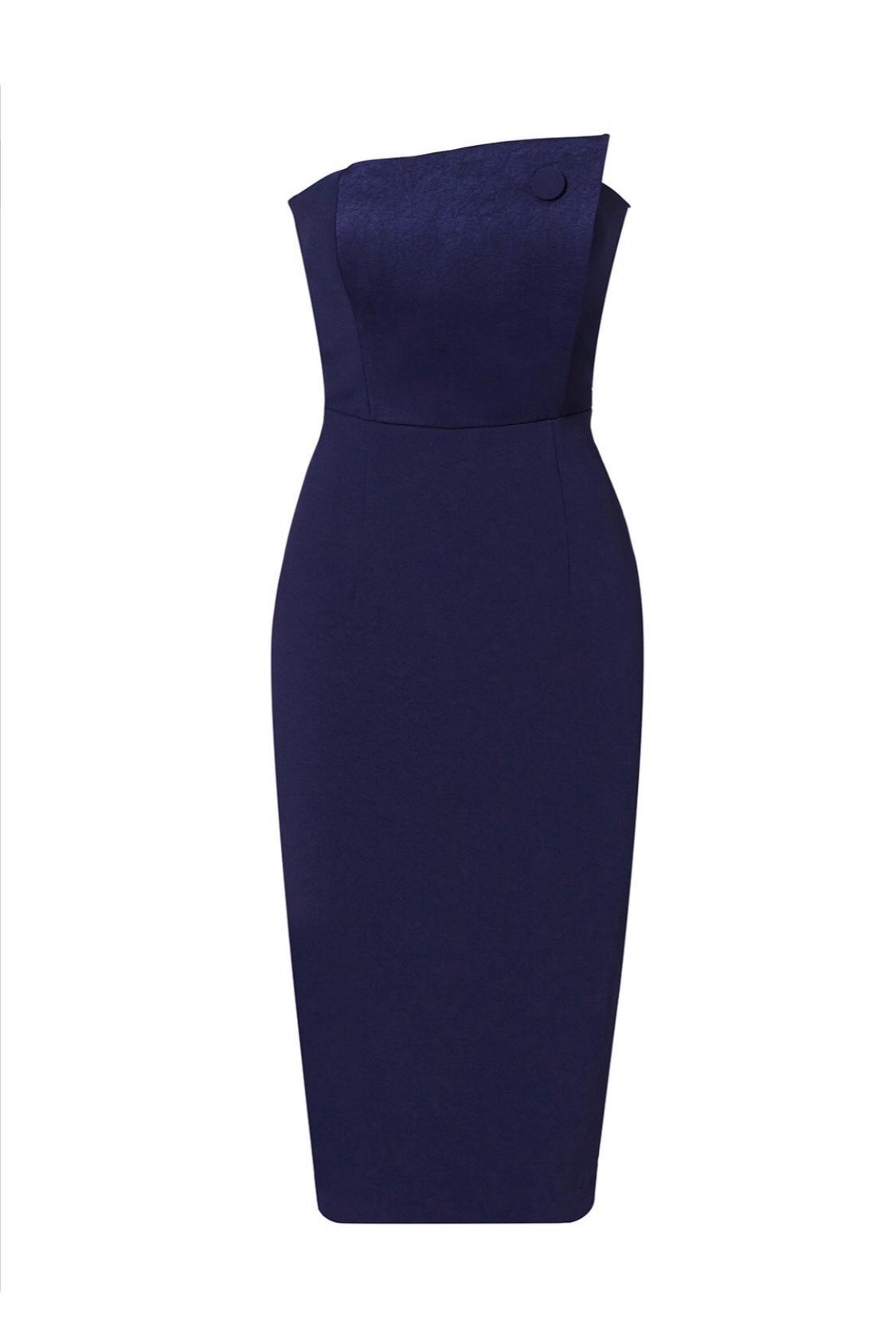 MISHA Navy Asymmetrical Dress Blue Size 10/M - Image 4