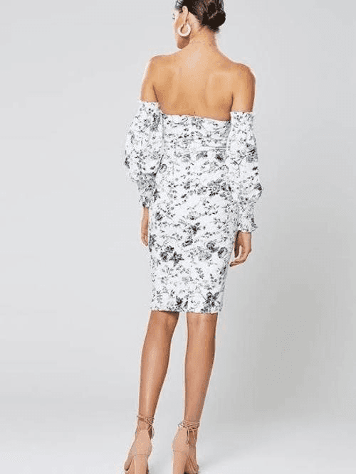 Winona Ming Off-Shoulder Dress Print Size 8 - Image 3