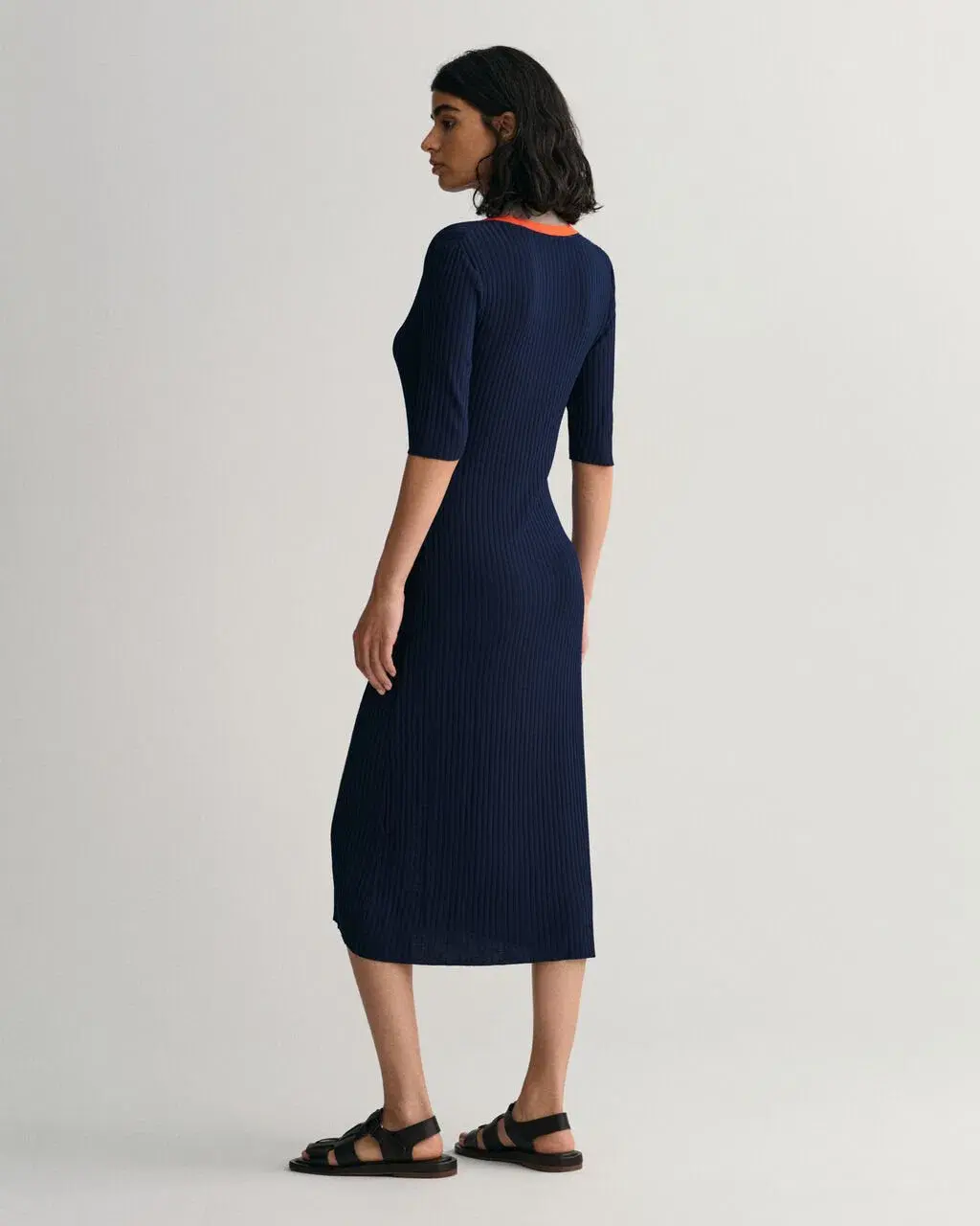 Gant Ribbed V-Neck Dress Blue Size M/10 - Image 2