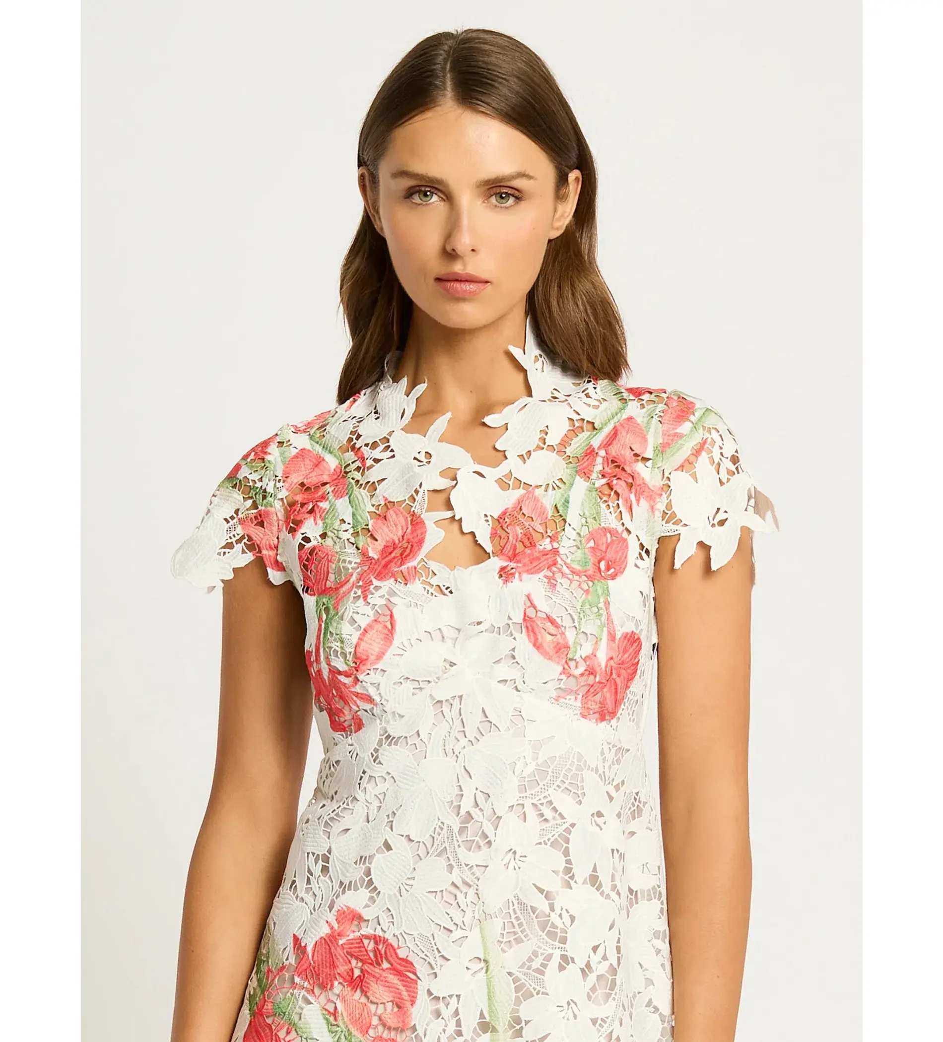 Moss and Spy Orchid Cap Sleeve Midi Dress White Floral Size AU 14 - Image 3