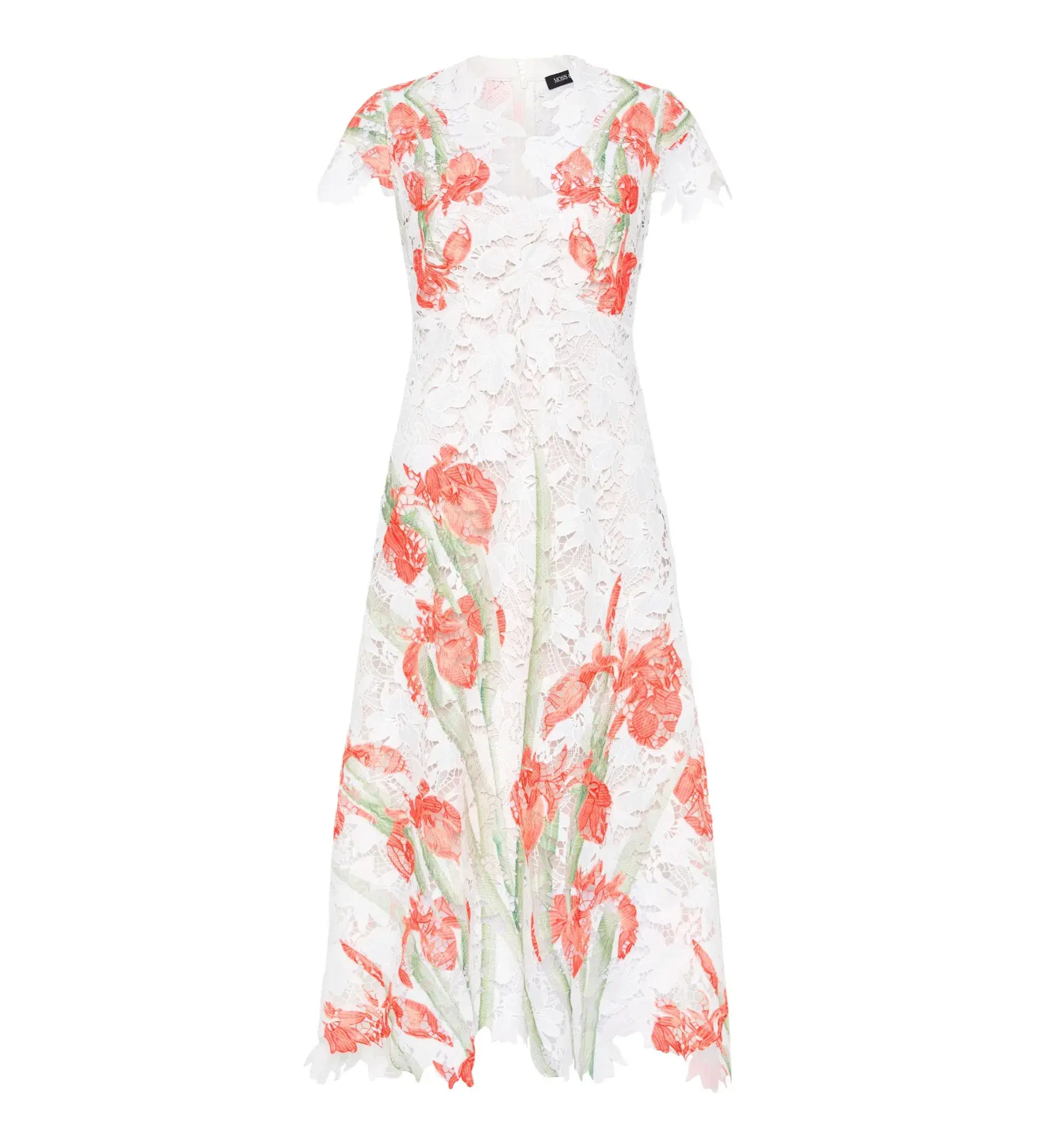 Moss and Spy Orchid Cap Sleeve Midi Dress White Floral Size AU 14 - Image 4