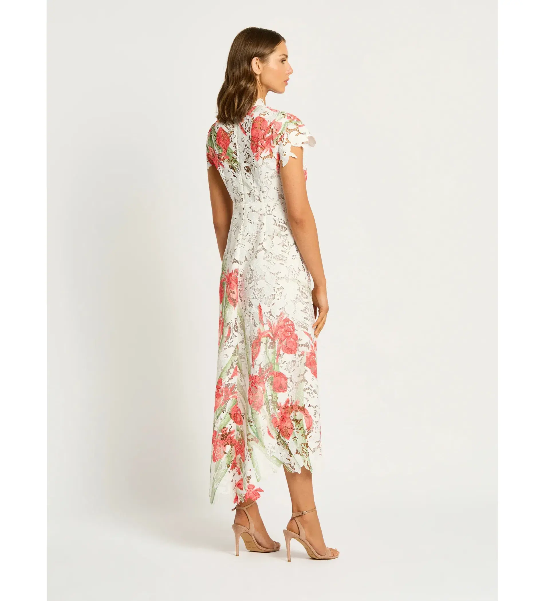 Moss and Spy Orchid Cap Sleeve Midi Dress White Floral Size AU 14 - Image 2