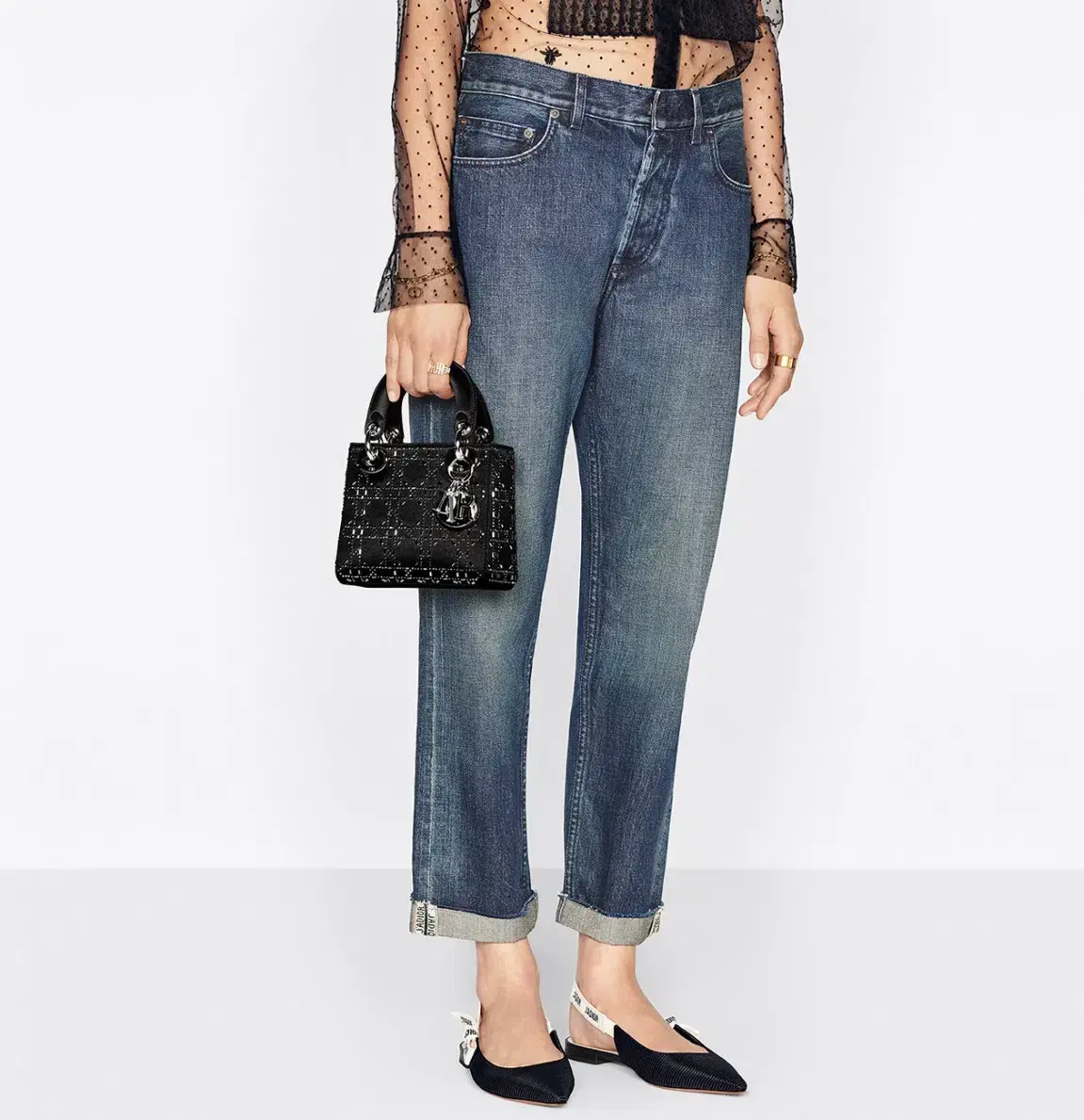 Lady Dior Mini Black Satin - Image 2