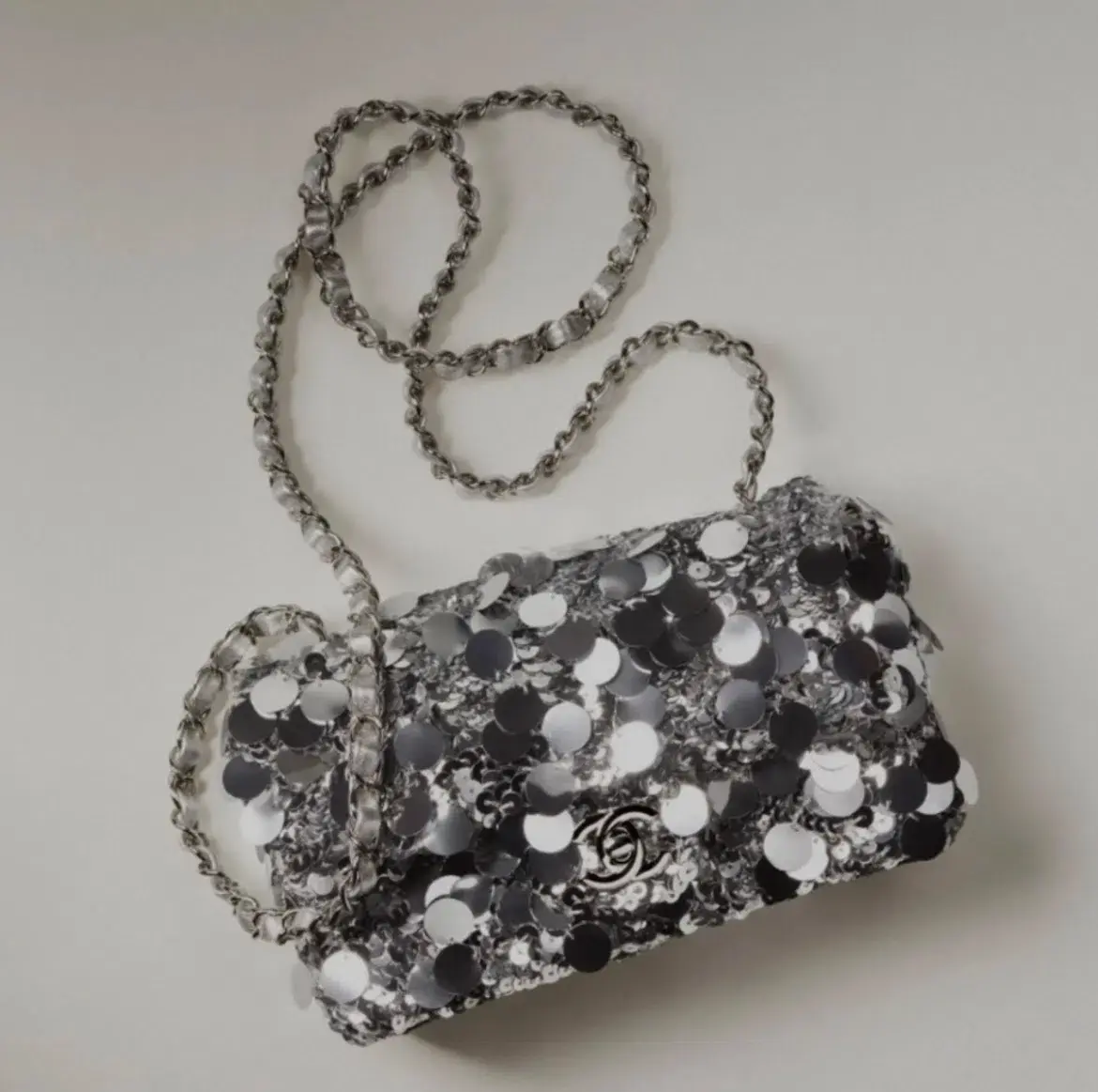 Chanel Sequin Mini Bag Silver - Image 3