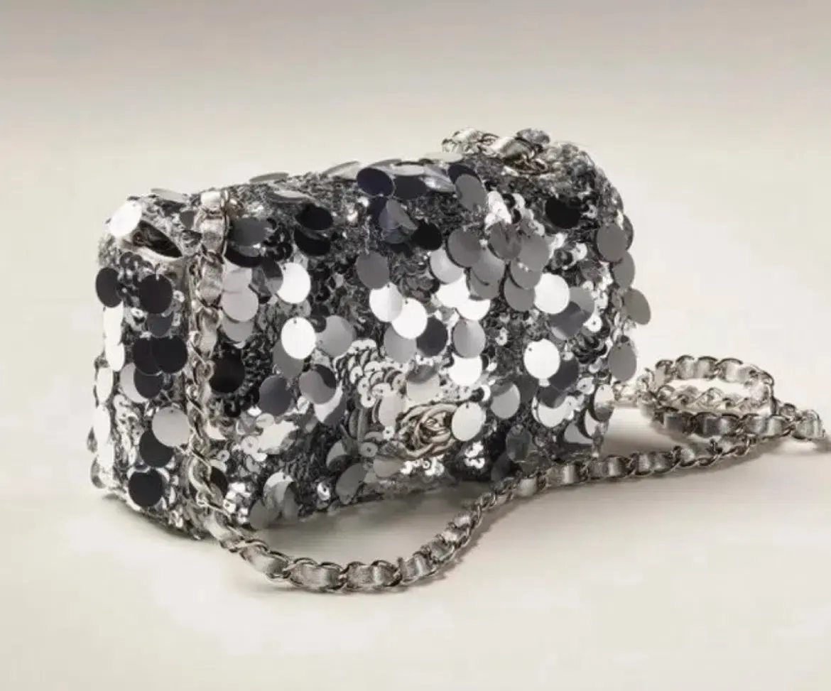 Chanel Sequin Mini Bag Silver - Image 2