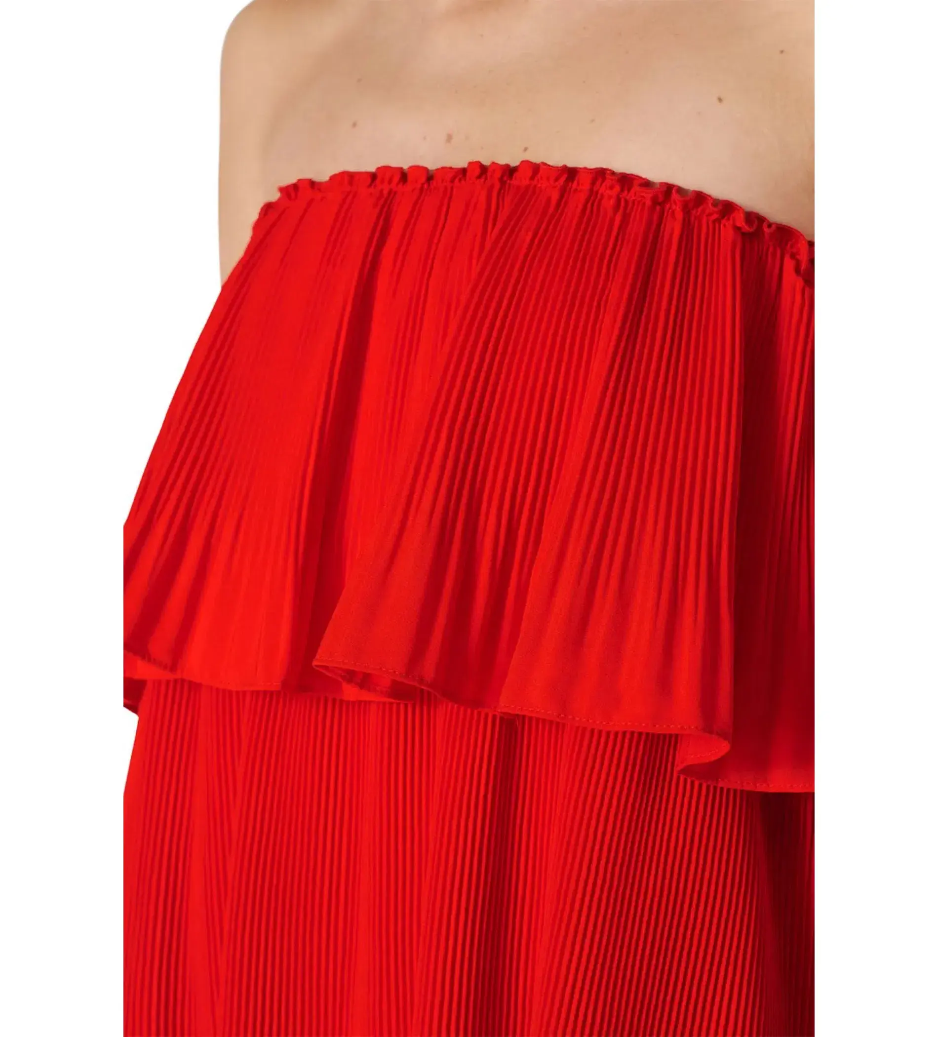 Essentiel Antwerp Valentina Ruffled Midi Dress Berry Red Size AU 10 - Image 5