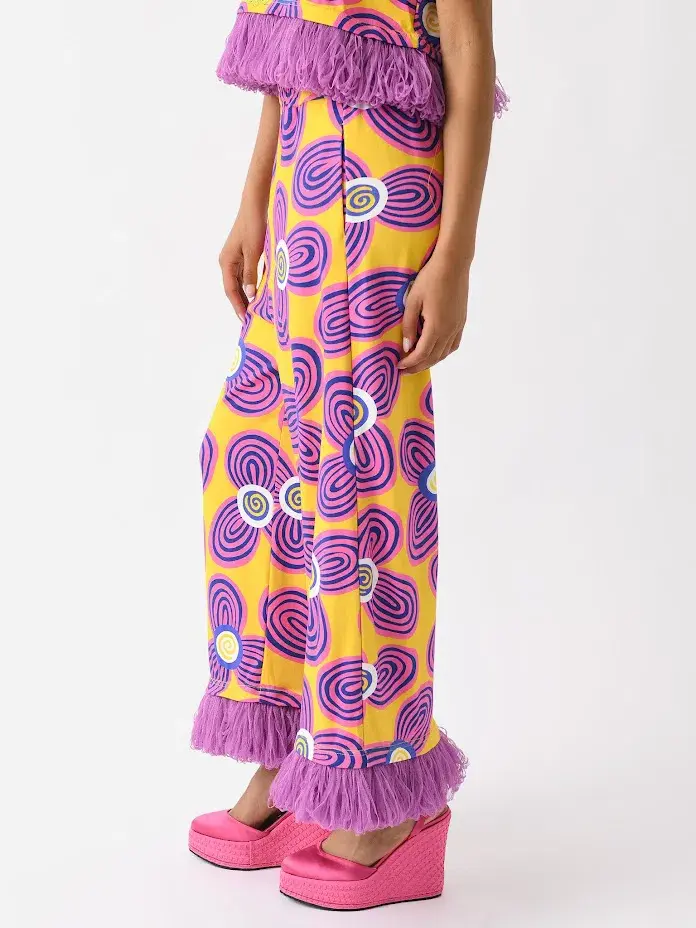 Celiab Clara Shirt And Pheobe Pant Yellow Purple Daisy Print Size 12 - Image 4