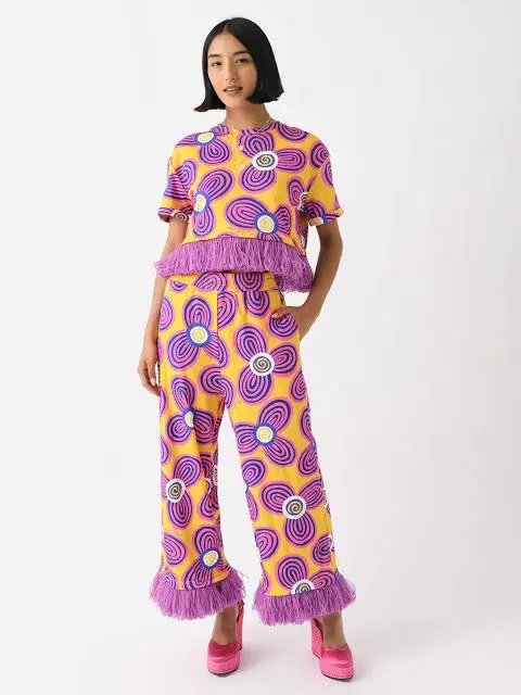 Celiab Clara Shirt And Pheobe Pant Yellow Purple Daisy Print Size 12 - Image 2