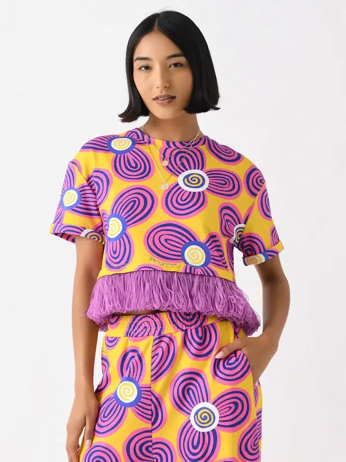 Celiab Clara Shirt And Pheobe Pant Yellow Purple Daisy Print Size 12 - Image 3