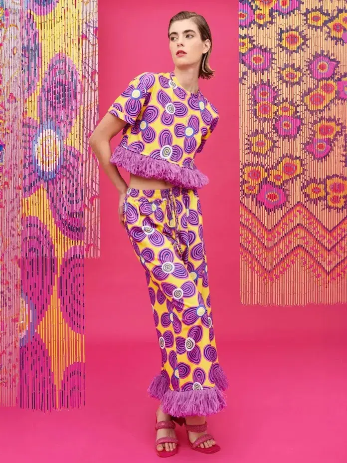 Celiab Clara Shirt And Pheobe Pant Yellow Purple Daisy Print Size 12 - Image 1