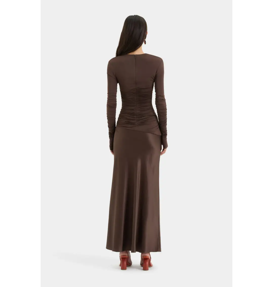 Sir the Label Alessia Draped Gown Chocolate Size AU 12 for rent on The Volte - main image