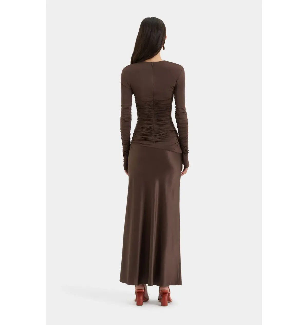 Sir the Label Alessia Draped Gown Chocolate Size AU 12 - Image 3