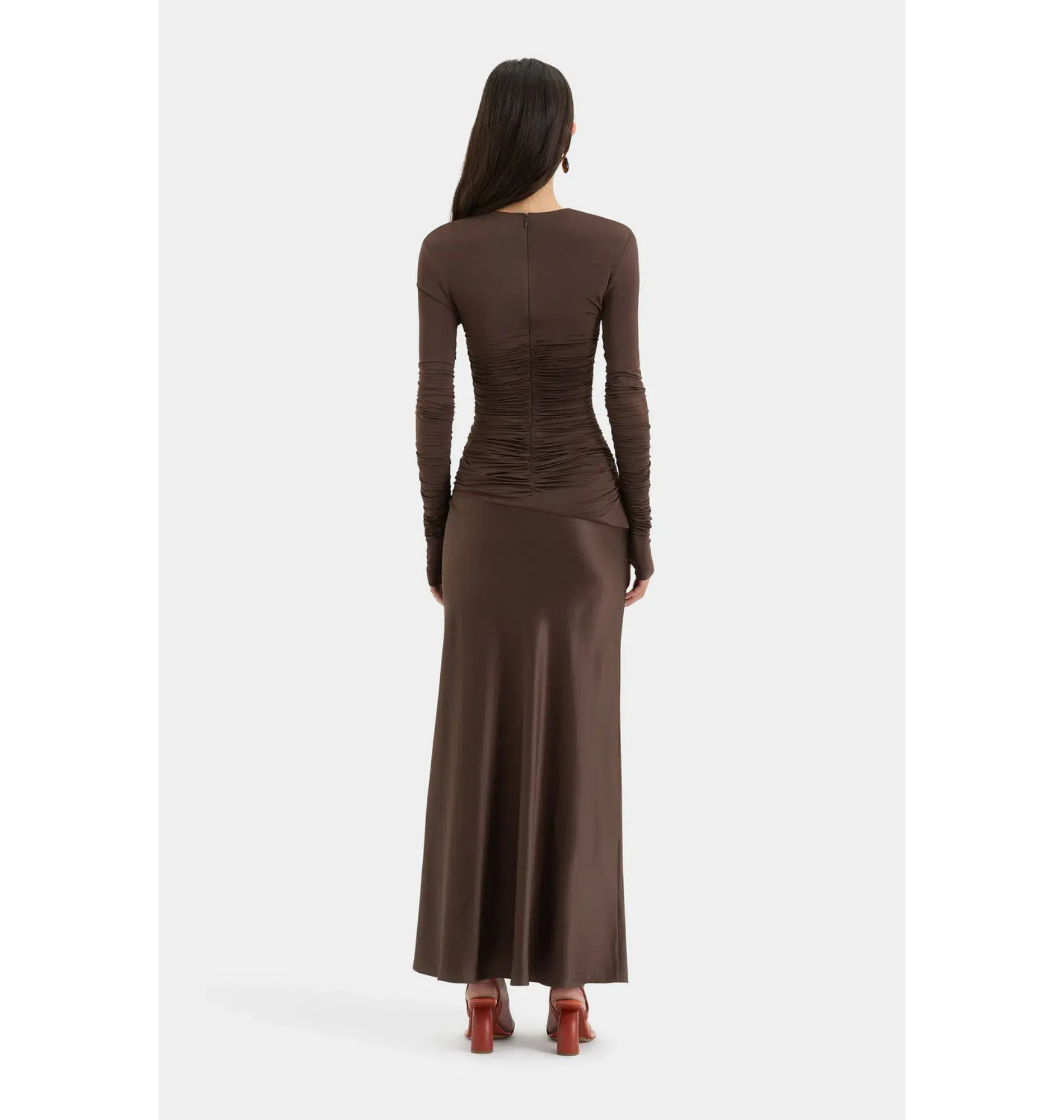Sir the Label Alessia Draped Gown Chocolate Size AU 12 - Image 3