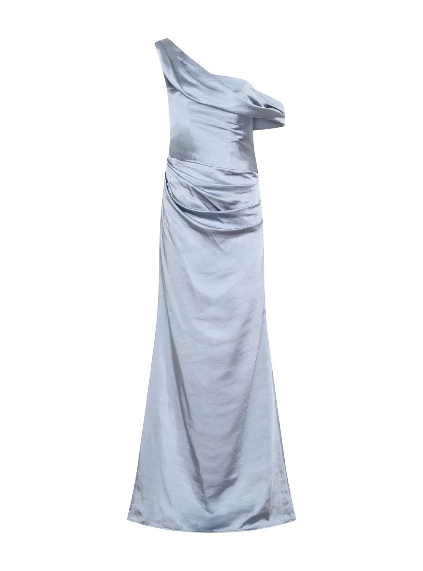 MESHKI Dalia Off Shoulder Satin Maxi Dress Frosted Blue Size 6 - Image 5