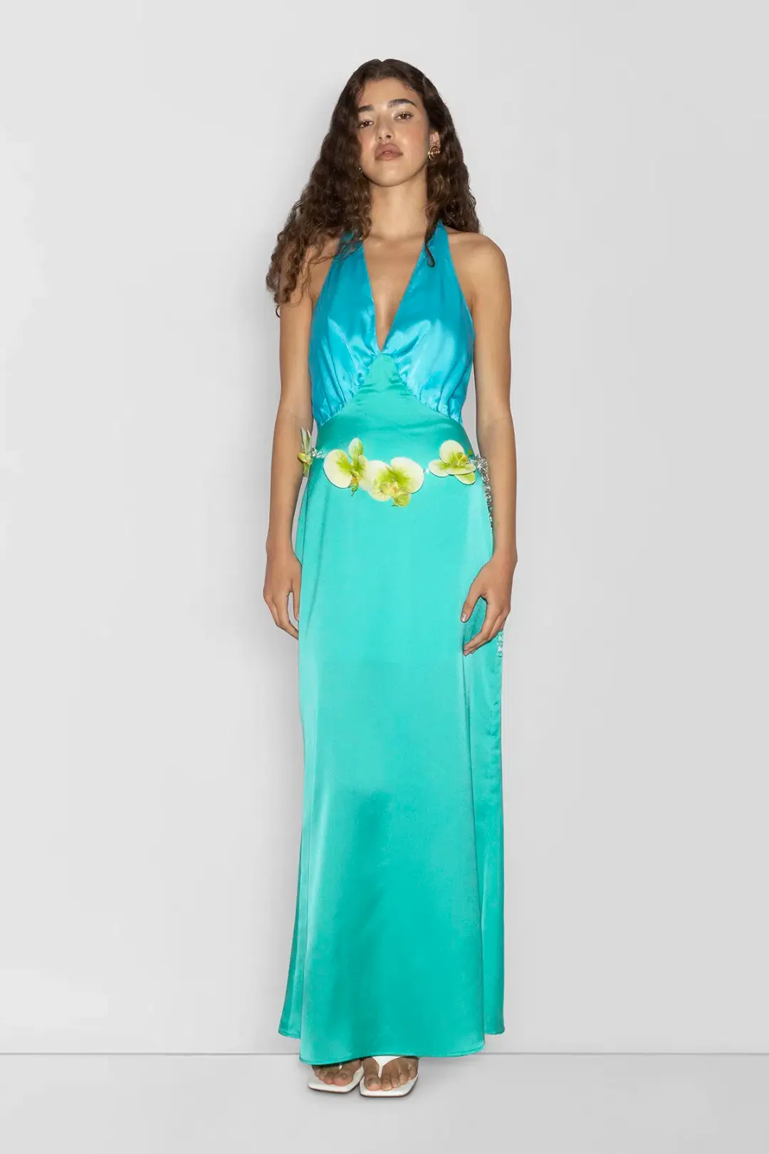 The Wolf Gang Oahu Slip Dress Maxi Aquamarine Size AU 10 for rent on The Volte - main image