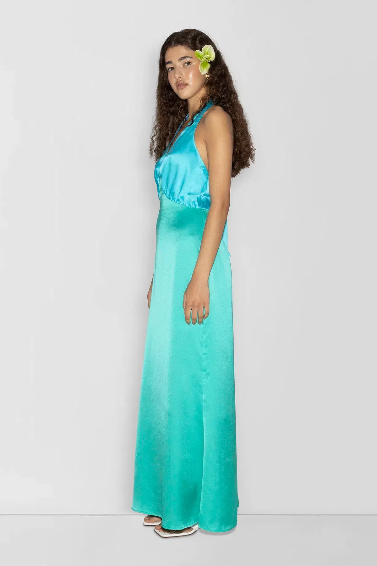 The Wolf Gang Oahu Slip Dress Maxi Aquamarine Size AU 10 - Image 3