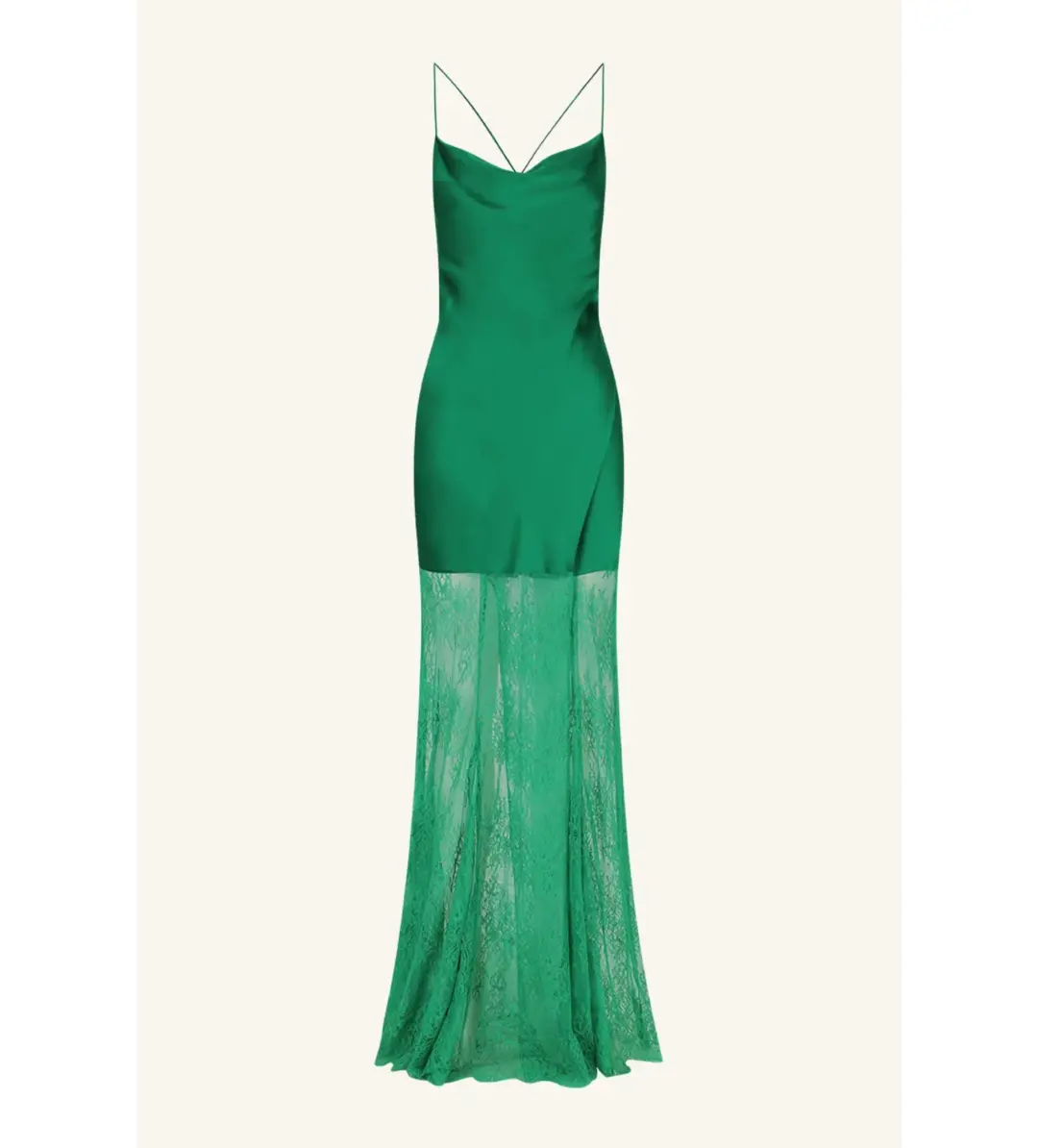 Shona Joy Elle Silk Lace Cowl Maxi Dress in Emerald Green Size 8 for rent on The Volte - main image
