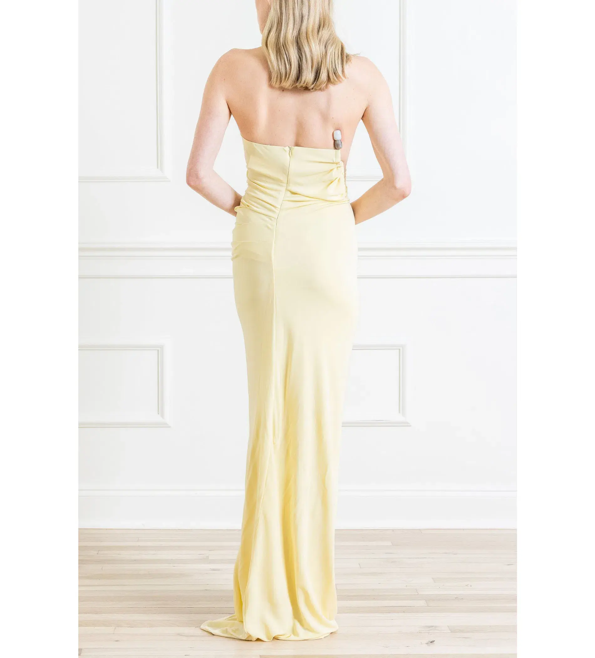 Christopher Esber Odessa Arced Side Strapless Gown Yellow Size AU 6 - Image 2