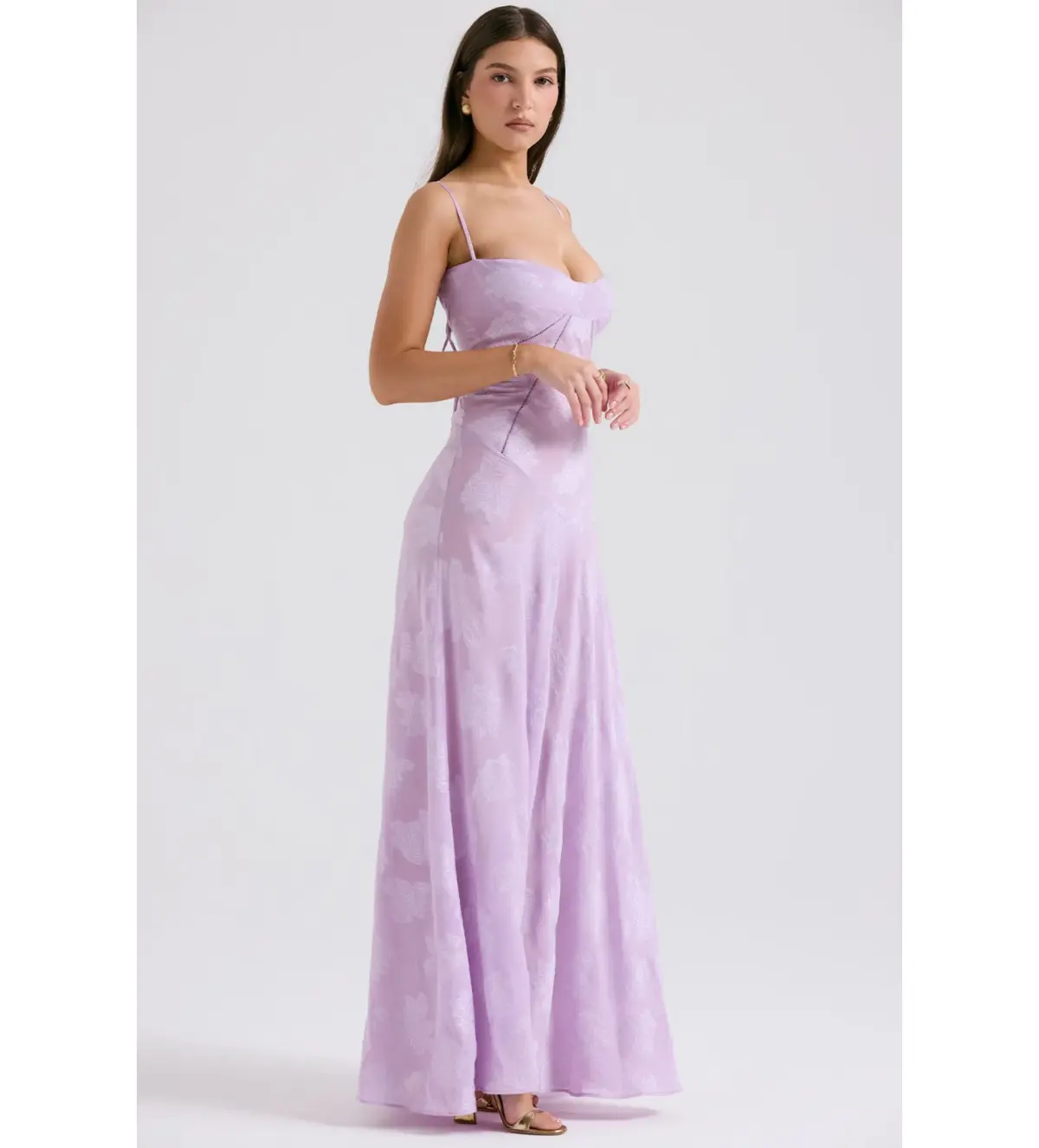 House of CB Seren Lace Back Maxi Dress Orchid Floral Size 8 - Image 2
