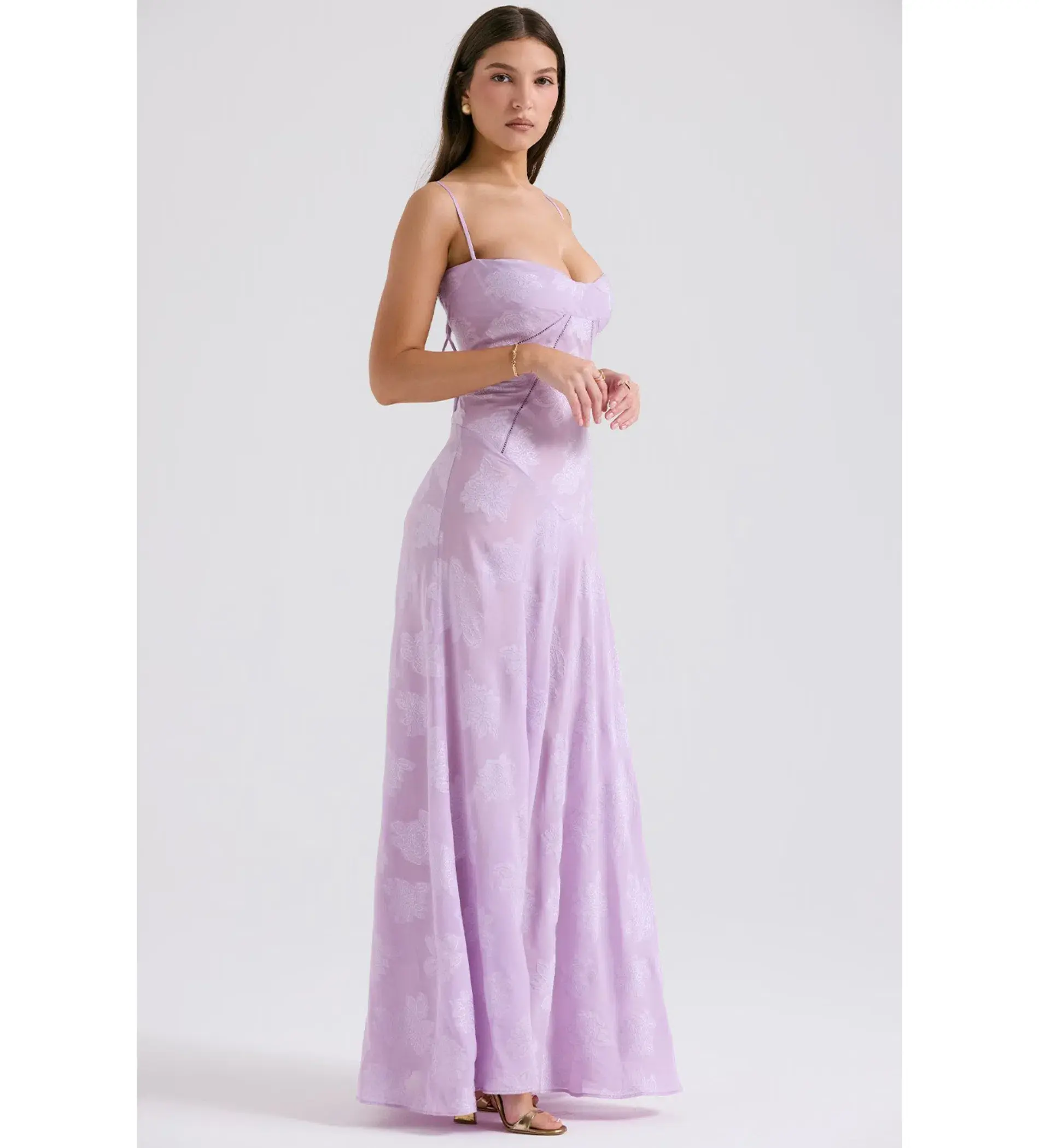 House of CB Seren Lace Back Maxi Dress Orchid Floral Size 8 - Image 2