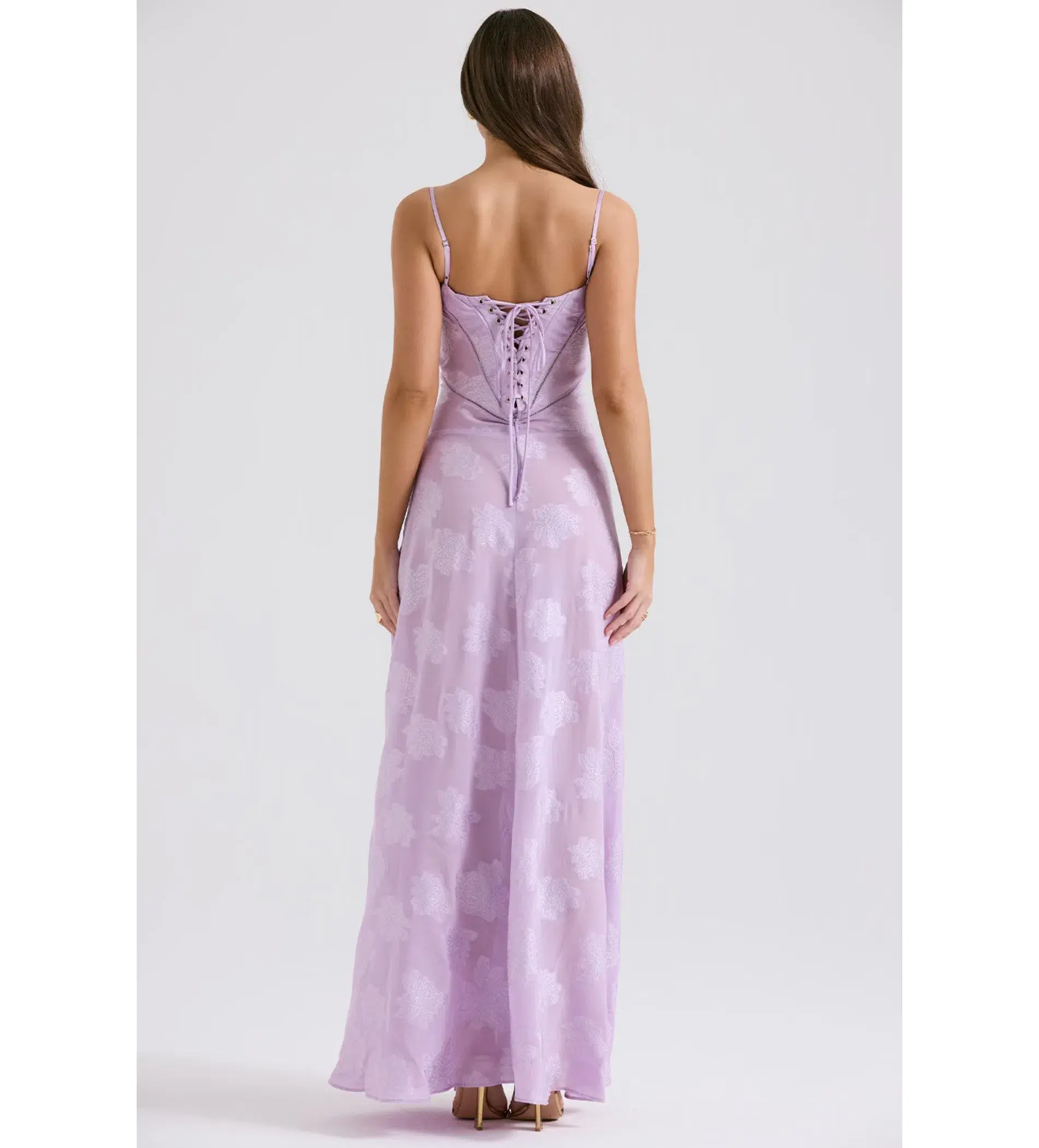 House of CB Seren Lace Back Maxi Dress Orchid Floral Size 8 - Image 4