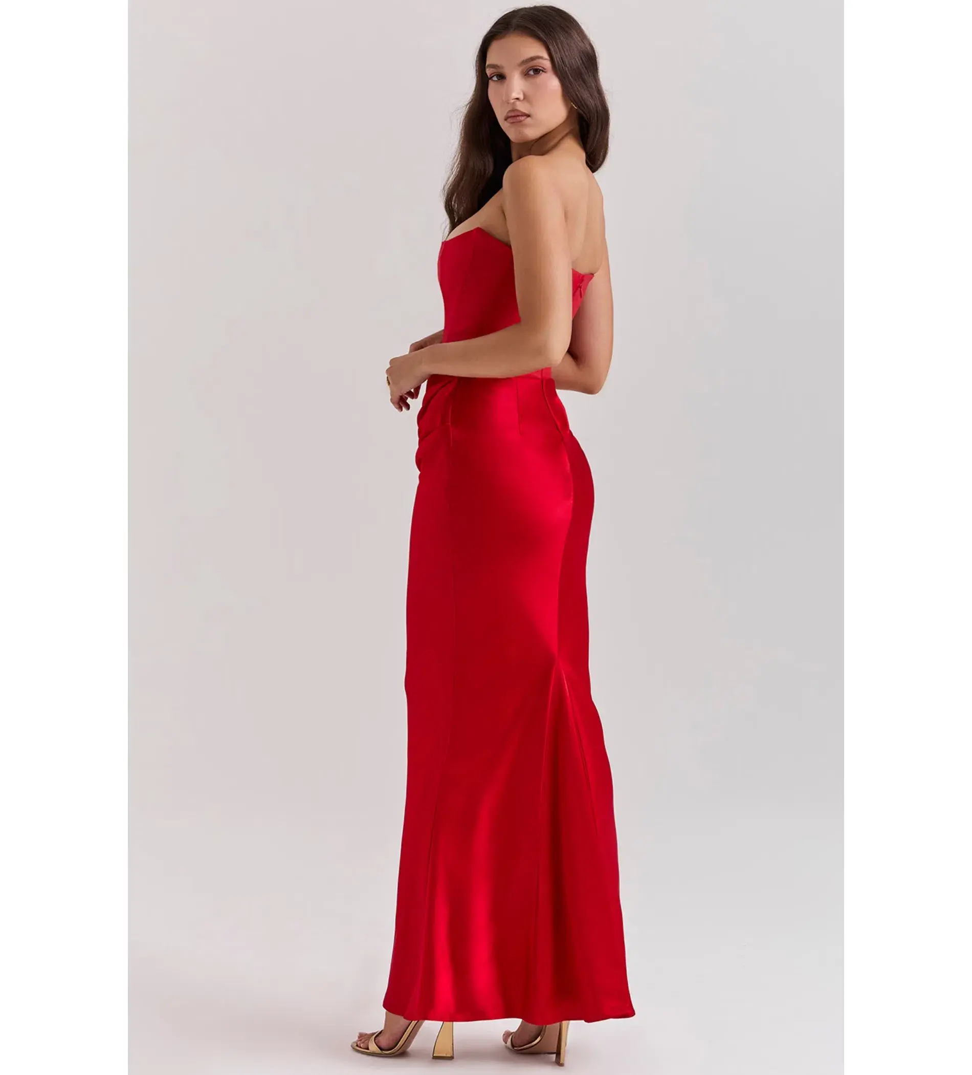 House of CB Persephone Strapless Corset Maxi Dress (Fuller Cup) in Scarlet Size L / AU 12 - Image 3