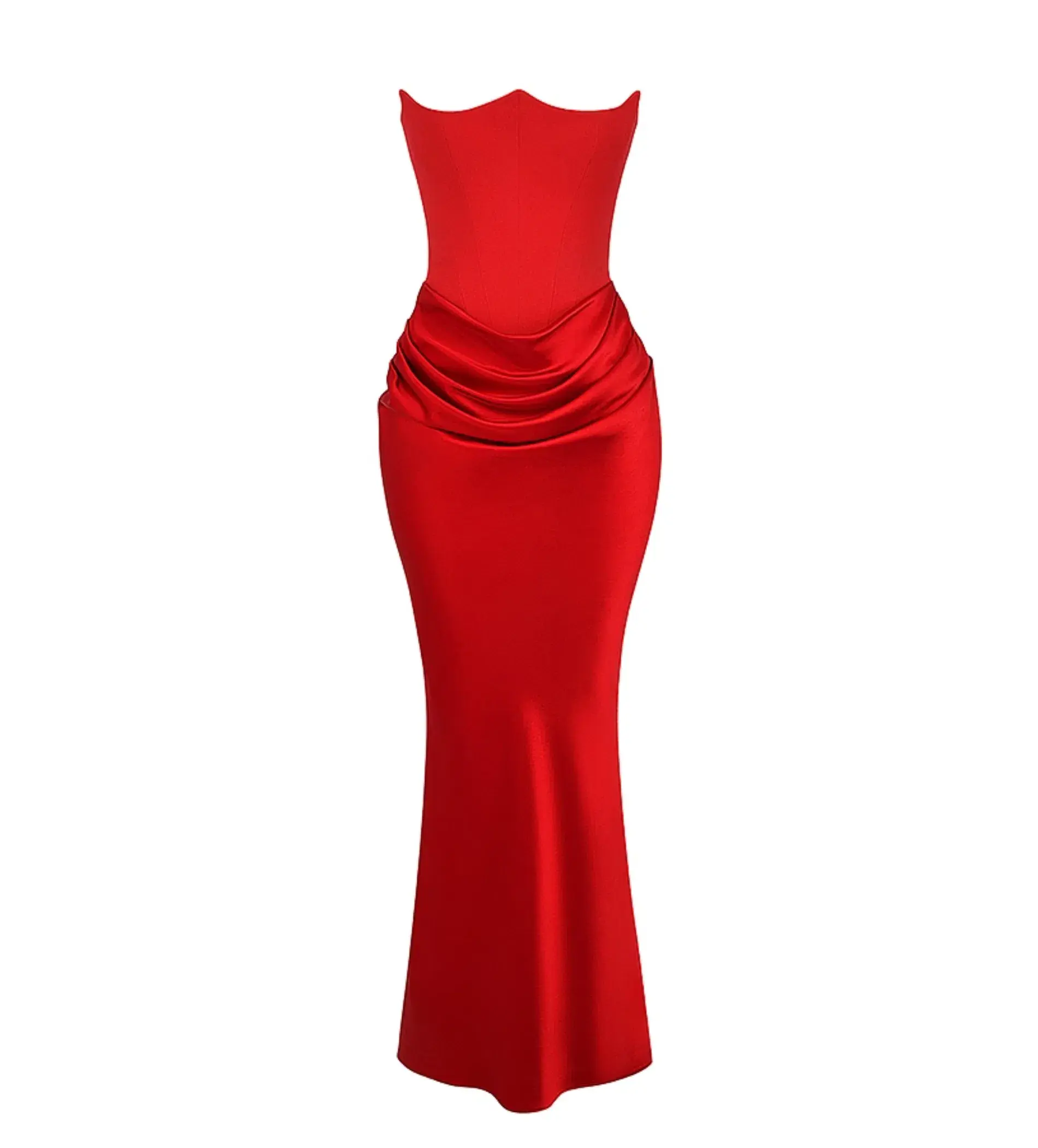 House of CB Persephone Strapless Corset Maxi Dress (Fuller Cup) in Scarlet Size L / AU 12 - Image 4