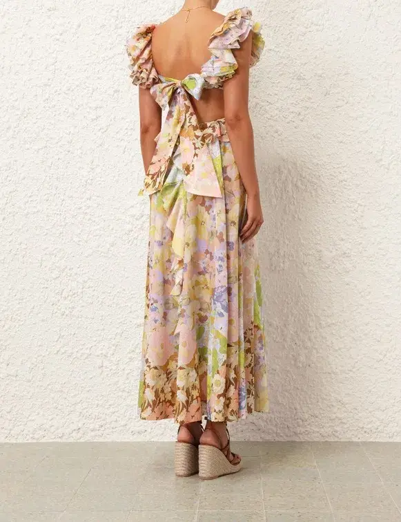 Zimmermann Pop Ruffle Floral Midi Dress Size 2 / AU 12 - Image 2