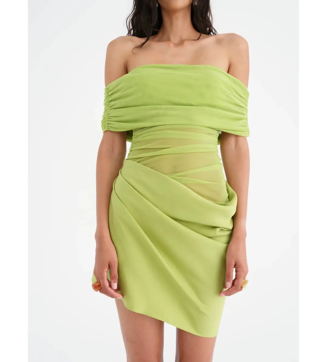 Benni Nico Off Shoulder Mini Dress in Apple Size S / AU 8 for rent on The Volte - main image