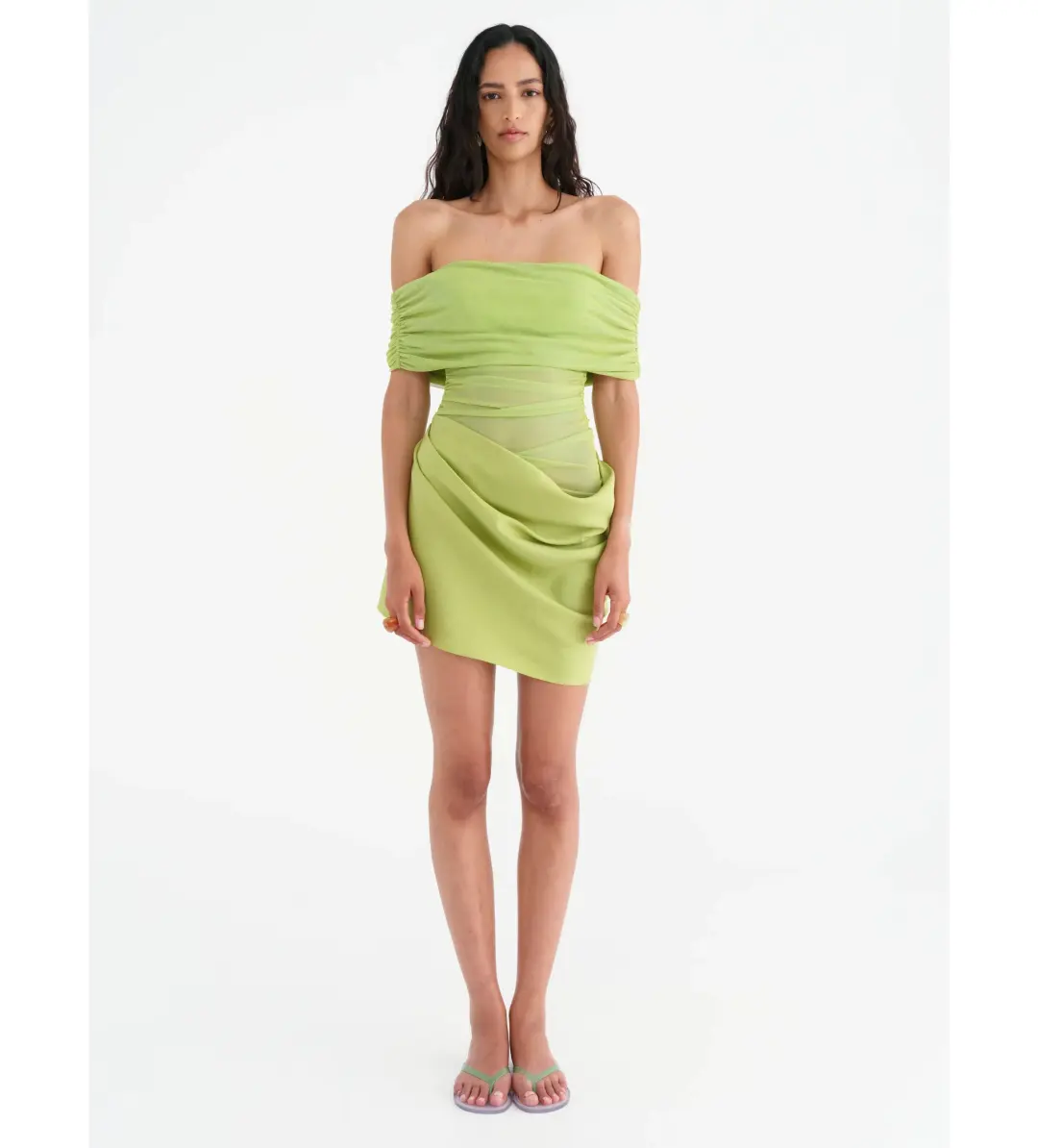 Benni Nico Off Shoulder Mini Dress in Apple Size S / AU 8 for rent on The Volte - main image
