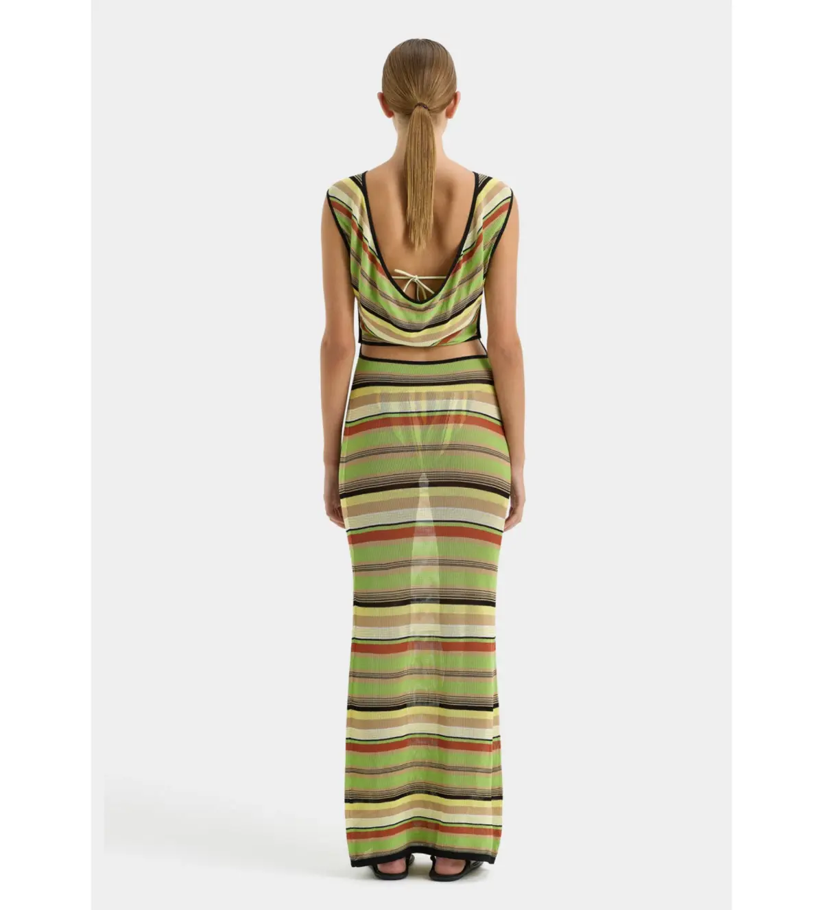 Sir The Label Coastline Tie Dress in Palm Stripe Maxi Dress Multi  Size 1 AU 8 - Image 3