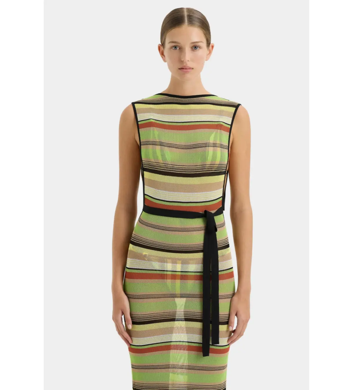 Sir The Label Coastline Tie Dress in Palm Stripe Maxi Dress Multi  Size 1 AU 8 - Image 2
