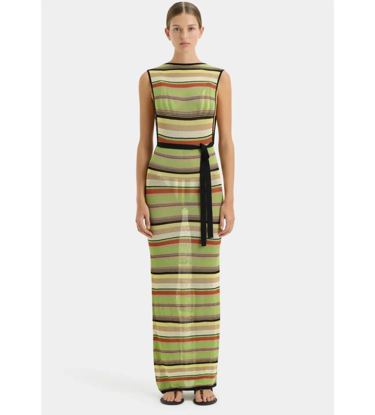 Sir The Label Coastline Tie Dress in Palm Stripe Maxi Dress Multi  Size 1 AU 8 - Image 1