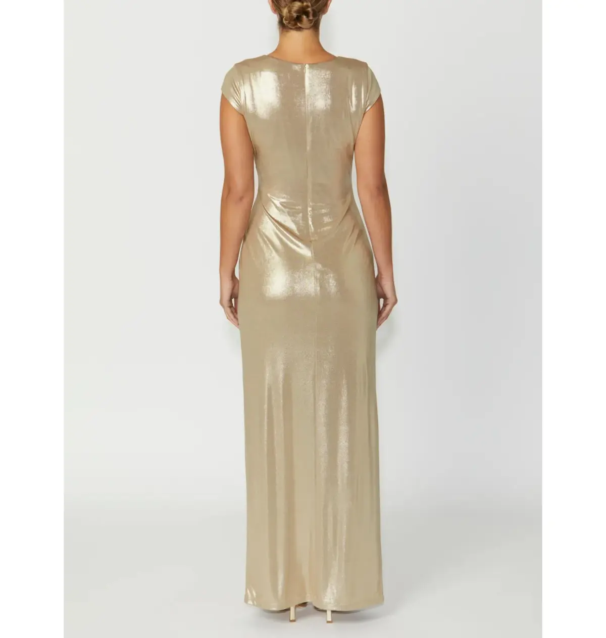 Anthea Crawford Myrah Jersey Gown Gold Size 12 - Image 3