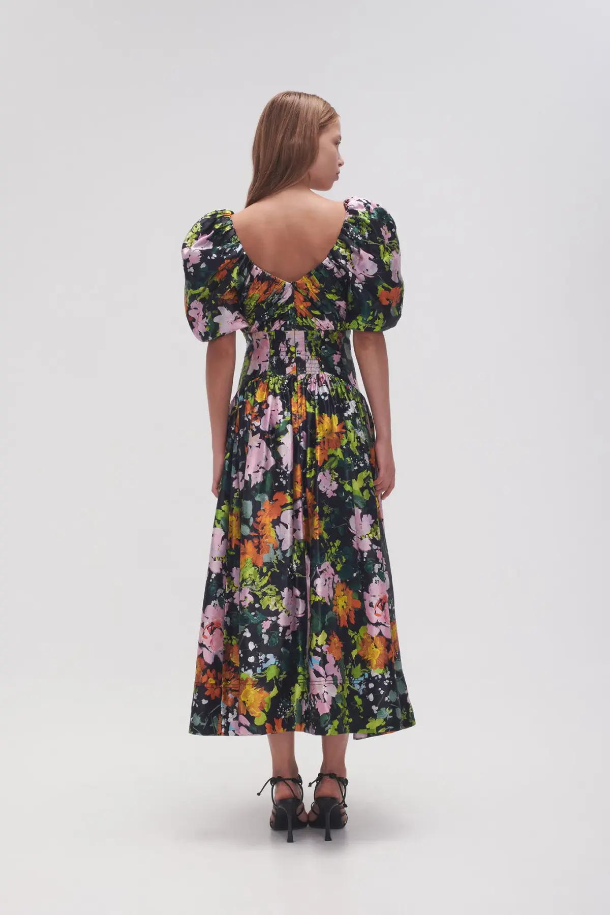 Aje Gabrielle Plunge Midi Dress Midnight Floral Size 8 - Image 3