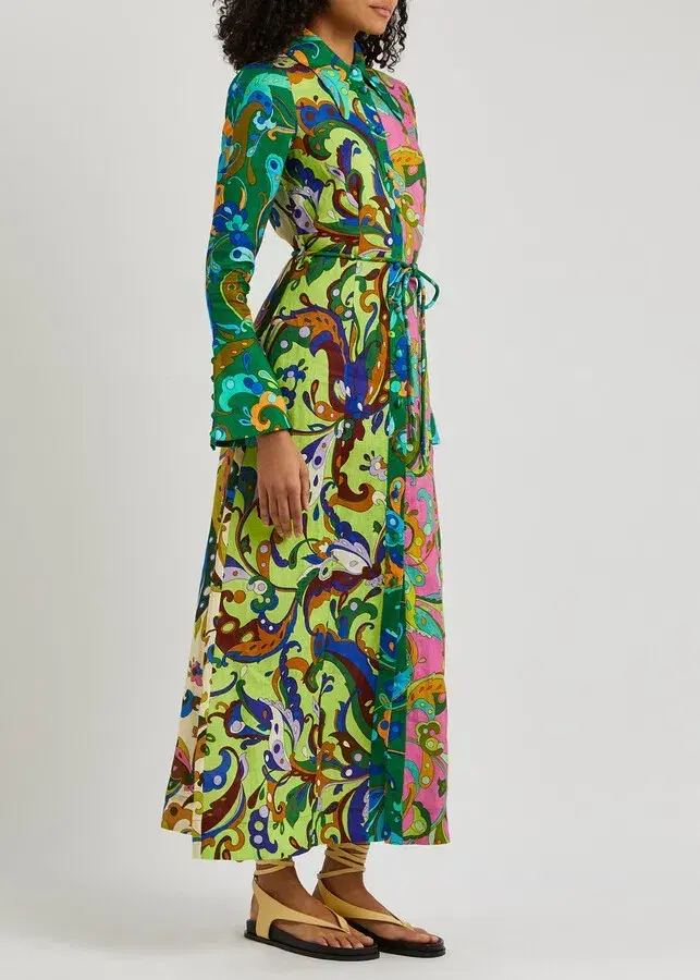 Alemais Yvette Linen Midi Dress Print Size 12 - Image 3